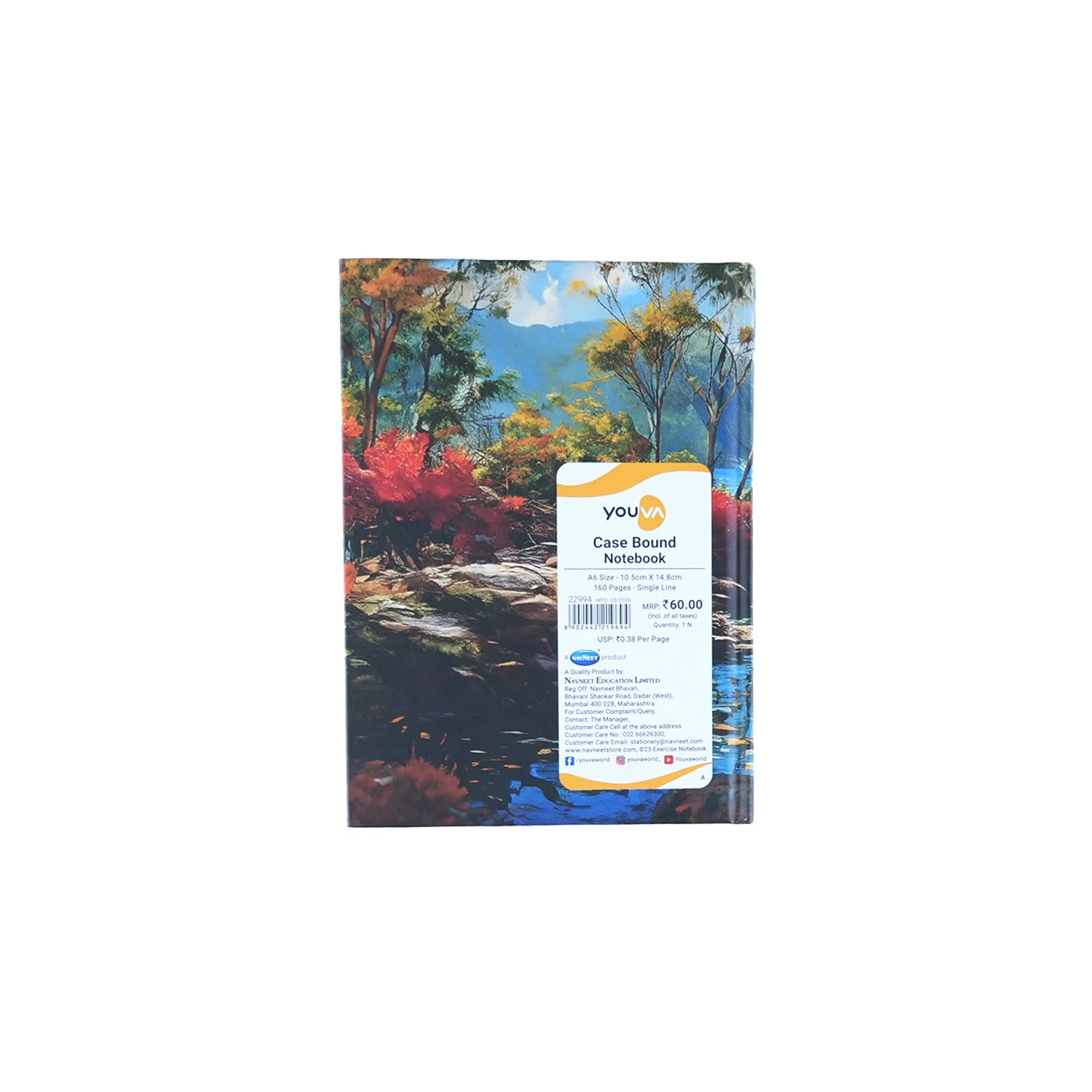 Youva Single Line Case Bound Notebook 160 Pages A6 Size (CSDA602)