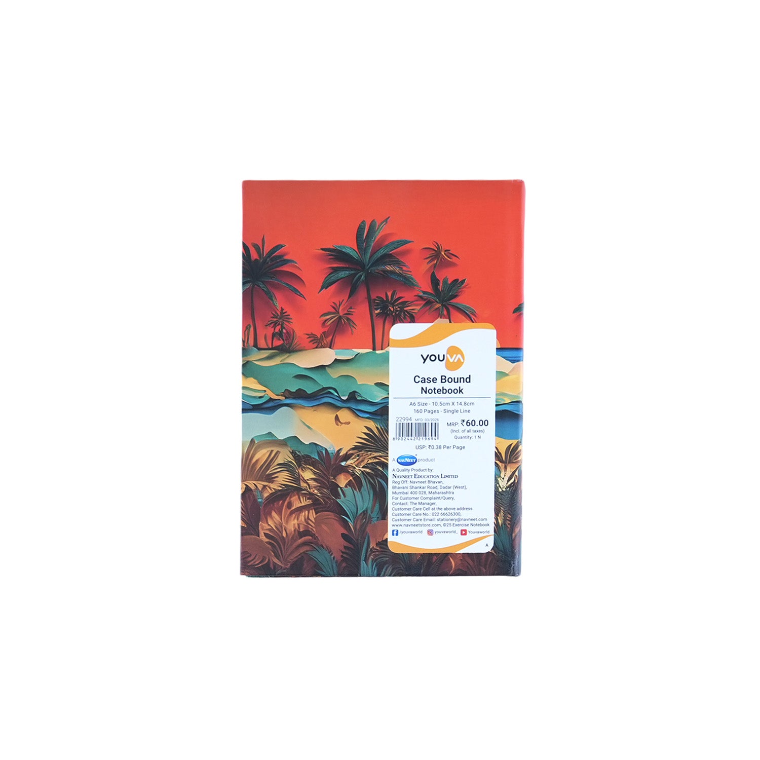 Youva Single Line Case Bound Notebook 160 Pages A6 Size (CSDA604)