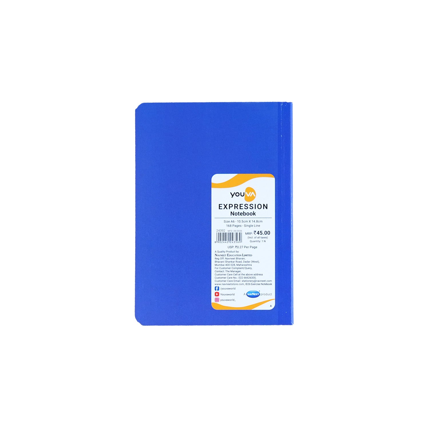 Youva Single Line Notebook 168 Pages A6 Size (CSDA614)