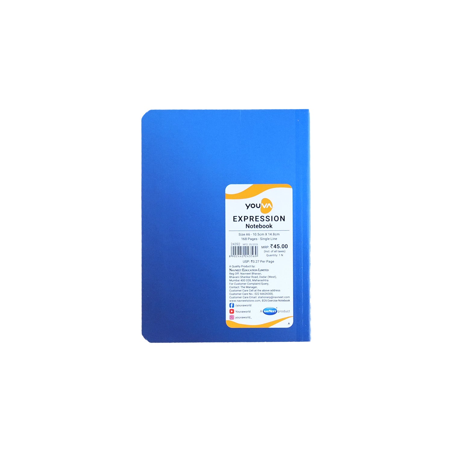 Youva Single Line Notebook 168 Pages A6 Size (CSDA615)
