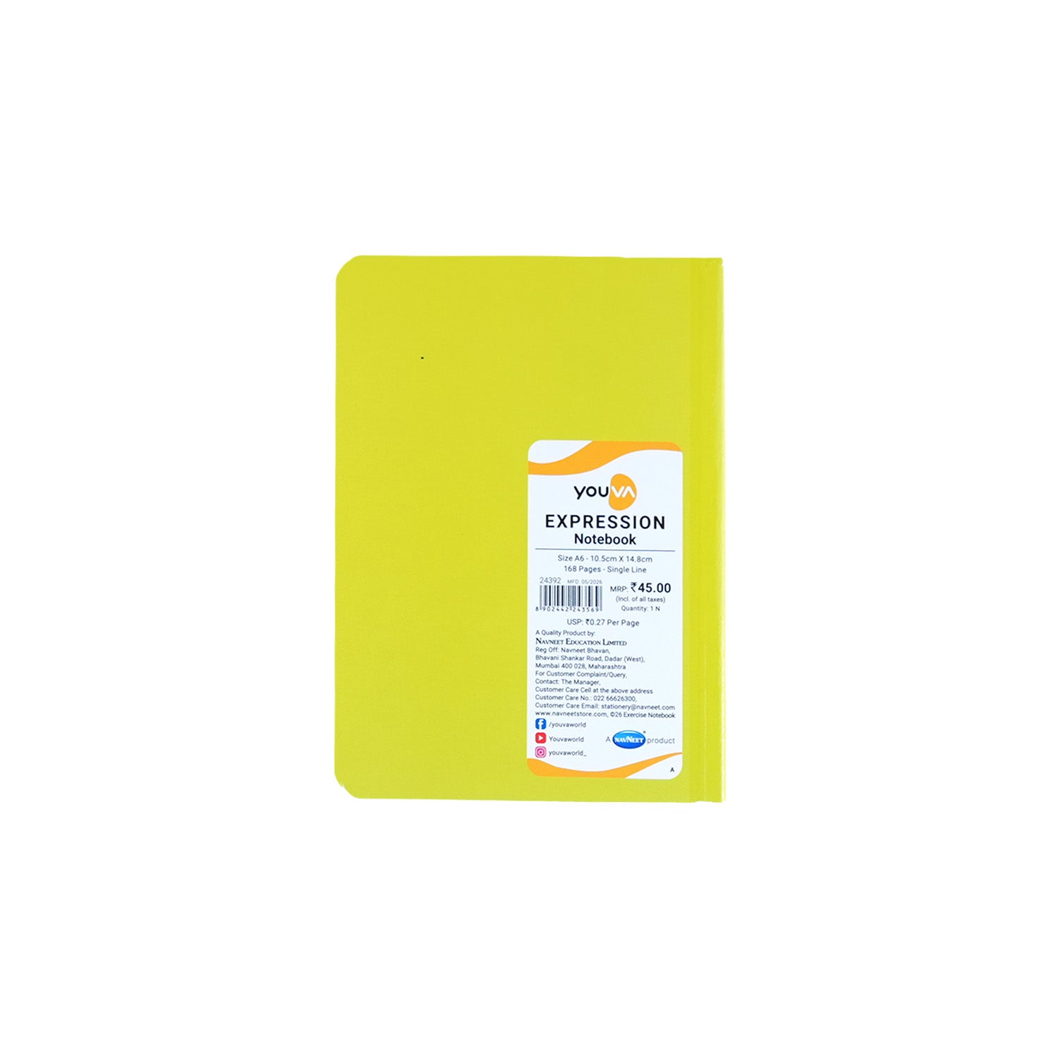 Youva Single Line Notebook 168 Pages A6 Size (CSDA617)
