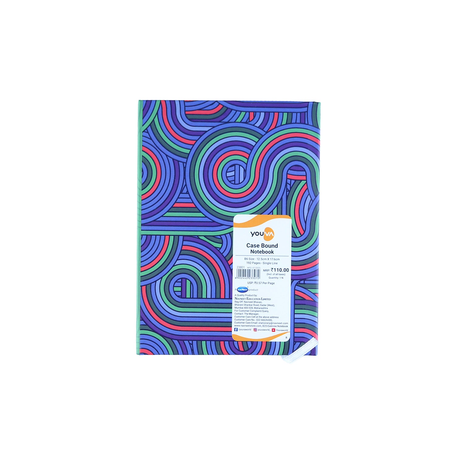 Youva Single Line Case Bound Notebook 192 Pages 12.5x17.6 cm (CSD121706)
