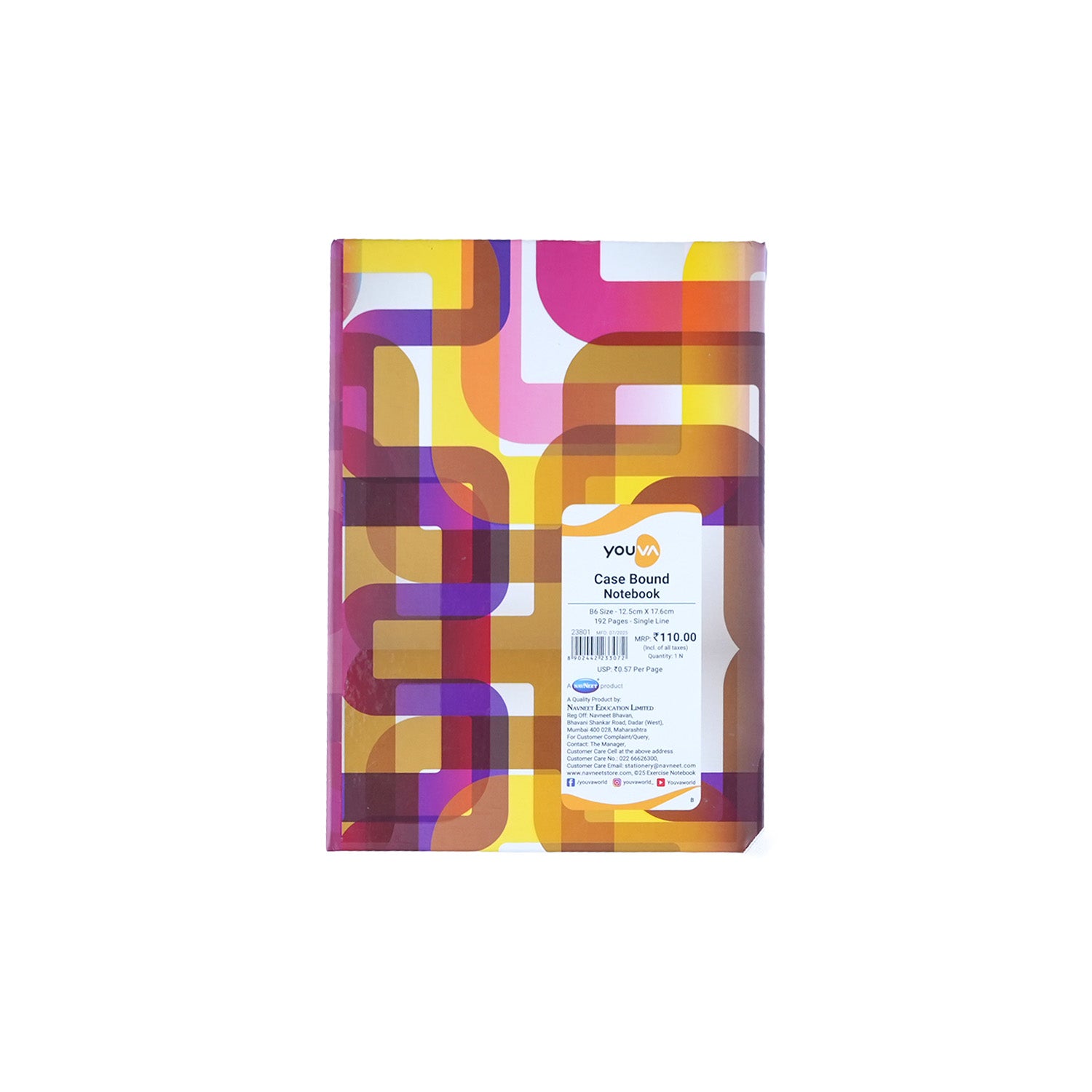 Youva Single Line Case Bound Notebook 192 Pages 12.5x17.6 cm (CSD121707)