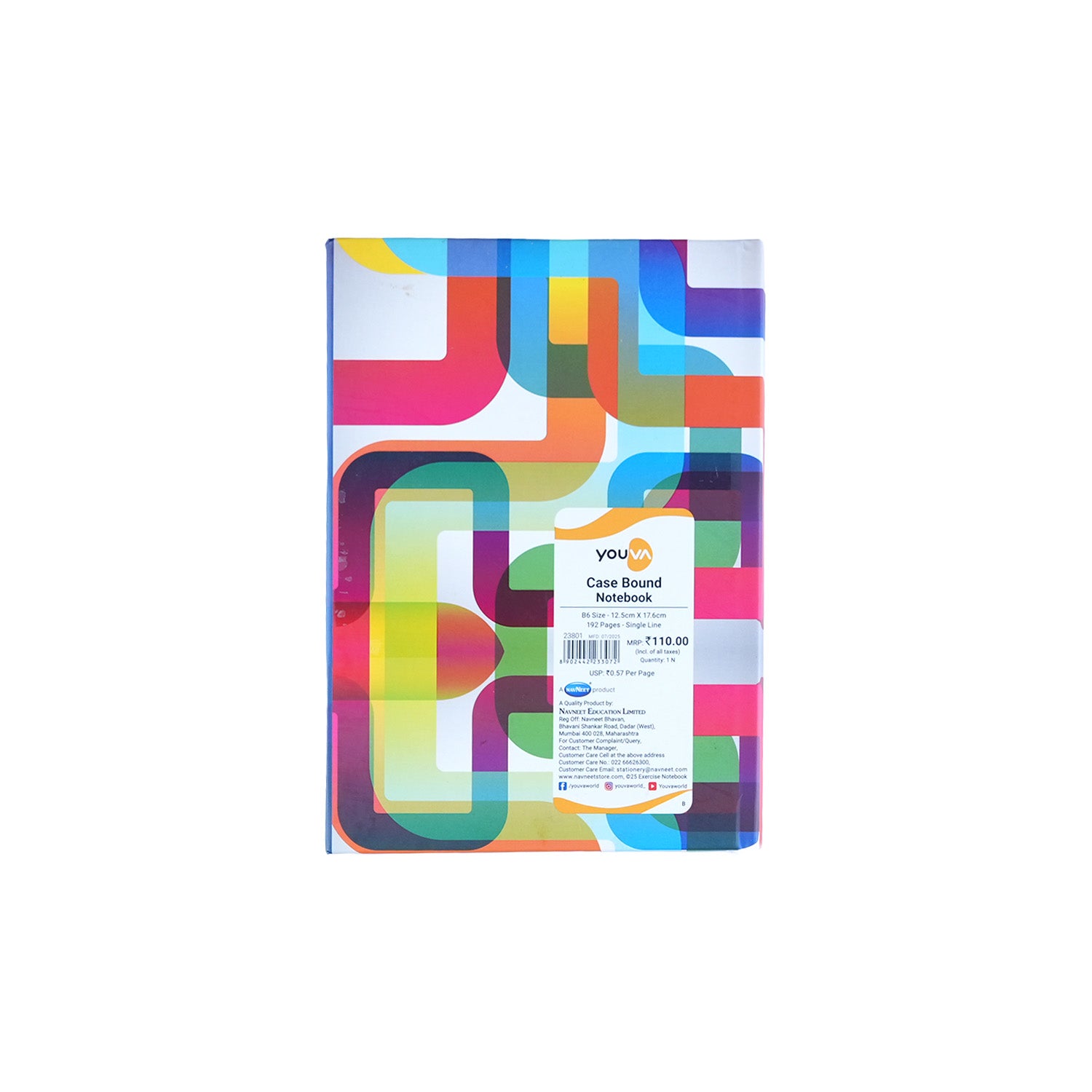 Youva Single Line Case Bound Notebook 192 Pages 12.5x17.6 cm (CSD121701)