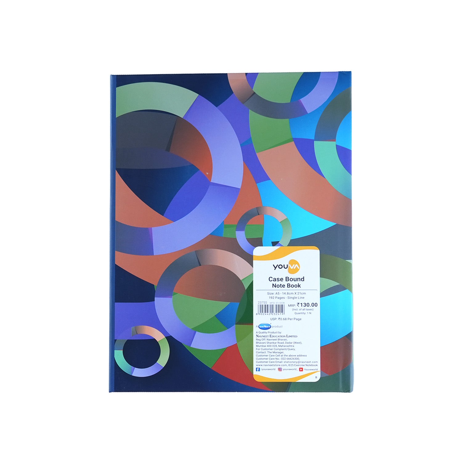 Youva Single Line Case Bound Notebook 192 Pages A5 Size (CSDA507)