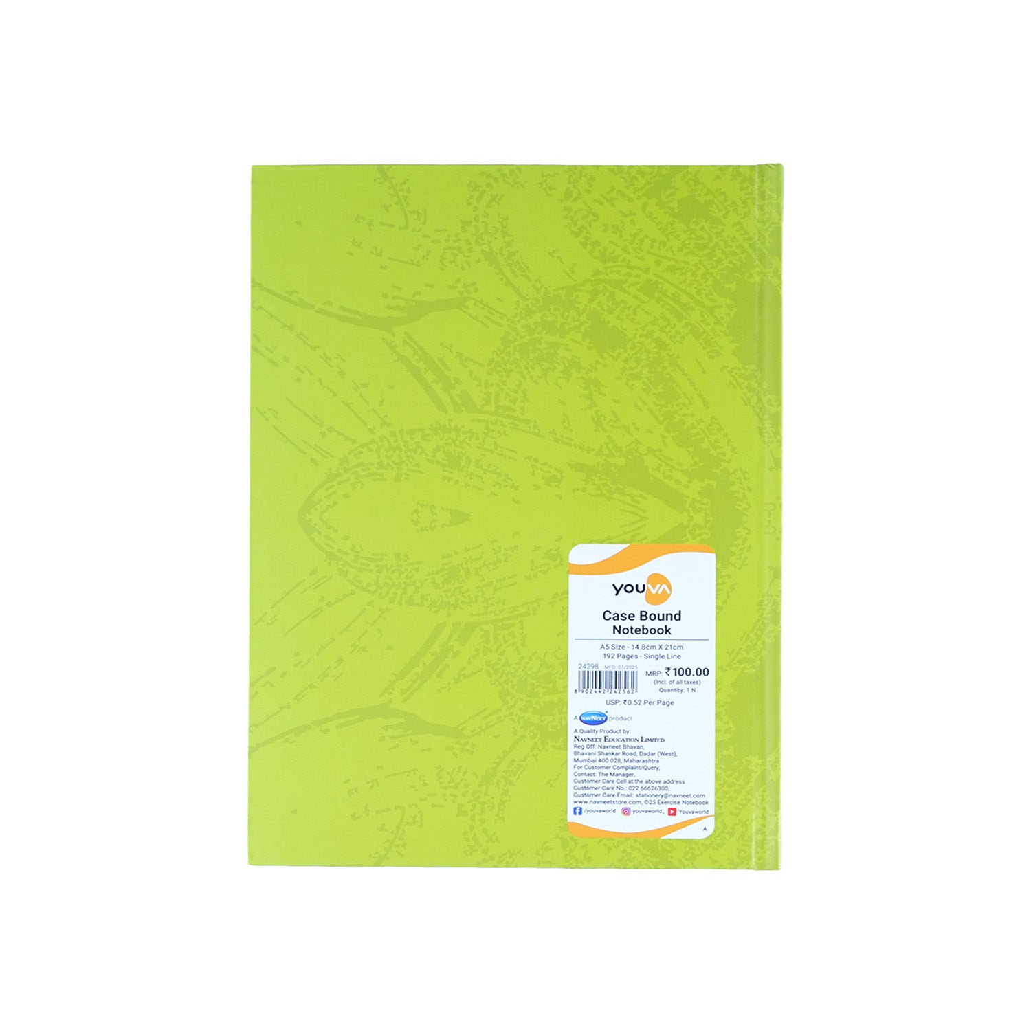 Youva Single Line Case Bound Notebook 192 Pages A5 Size (CSDA521)