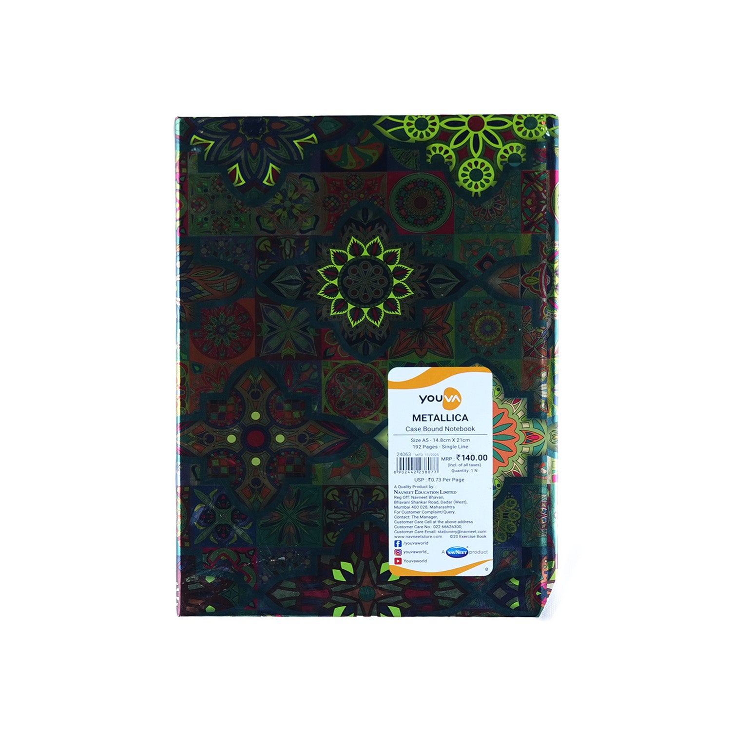Youva Single Line Case Bound Notebook 192 Pages A5 Size (CSDA523)