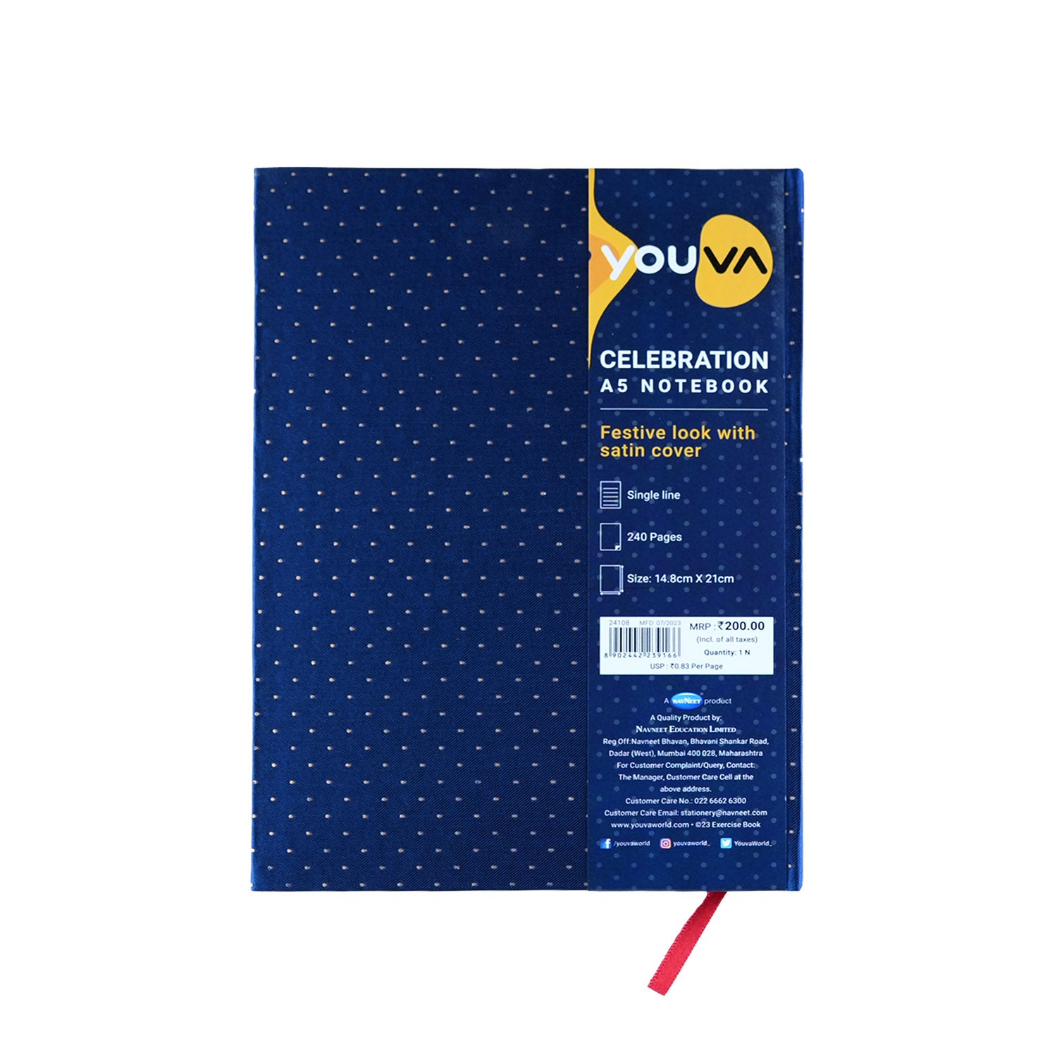 Youva Single Line Case Bound Notebook 240 Pages A5 Size (CSDA526)