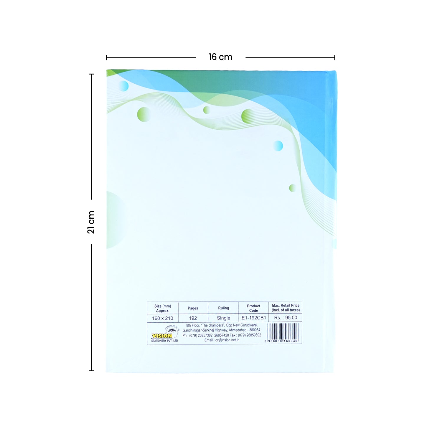 Vision Single Line Case Bound Notebook 192 Pages 16x21 cm (CSD162101)