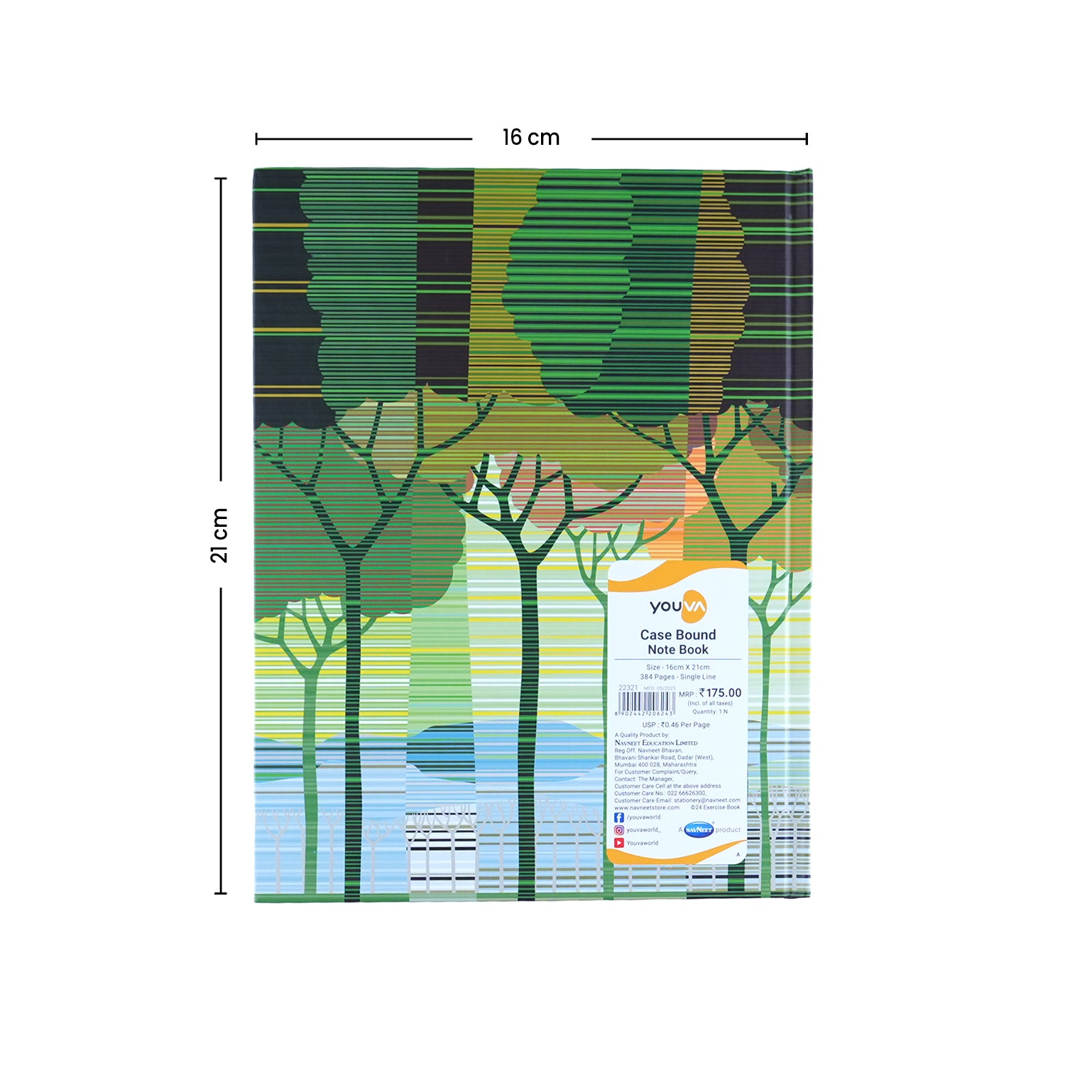 Youva Single Line Case Bound Notebook 384 Pages 16x21 cm (CSD162108)