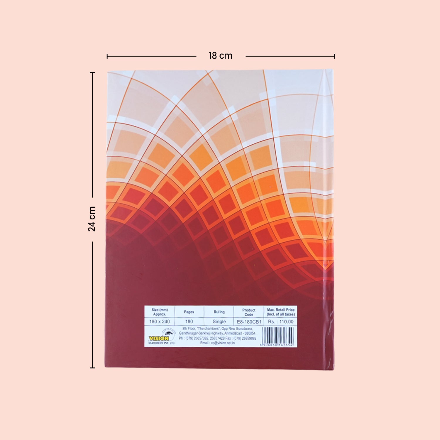 Vision Single Line Case Bound Notebook 180 Pages 18x24 cm (CSD01)