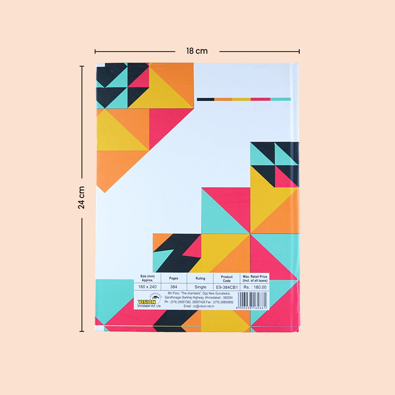 Vision Single Line Case Bound Notebook 384 Pages 18x24 cm (CSD11)