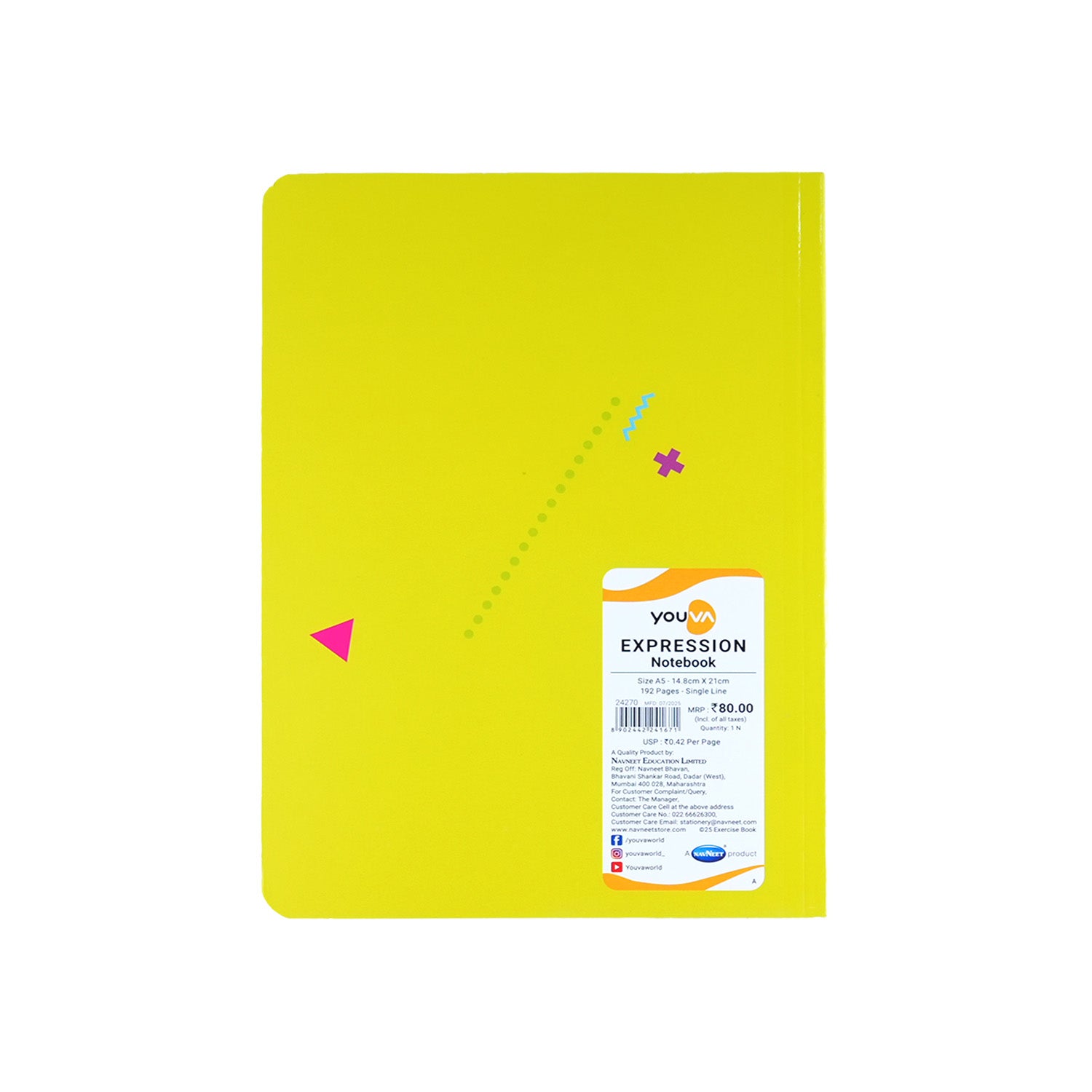 Youva Single Line Notebook 192 Pages A5 Size (CSDA536)