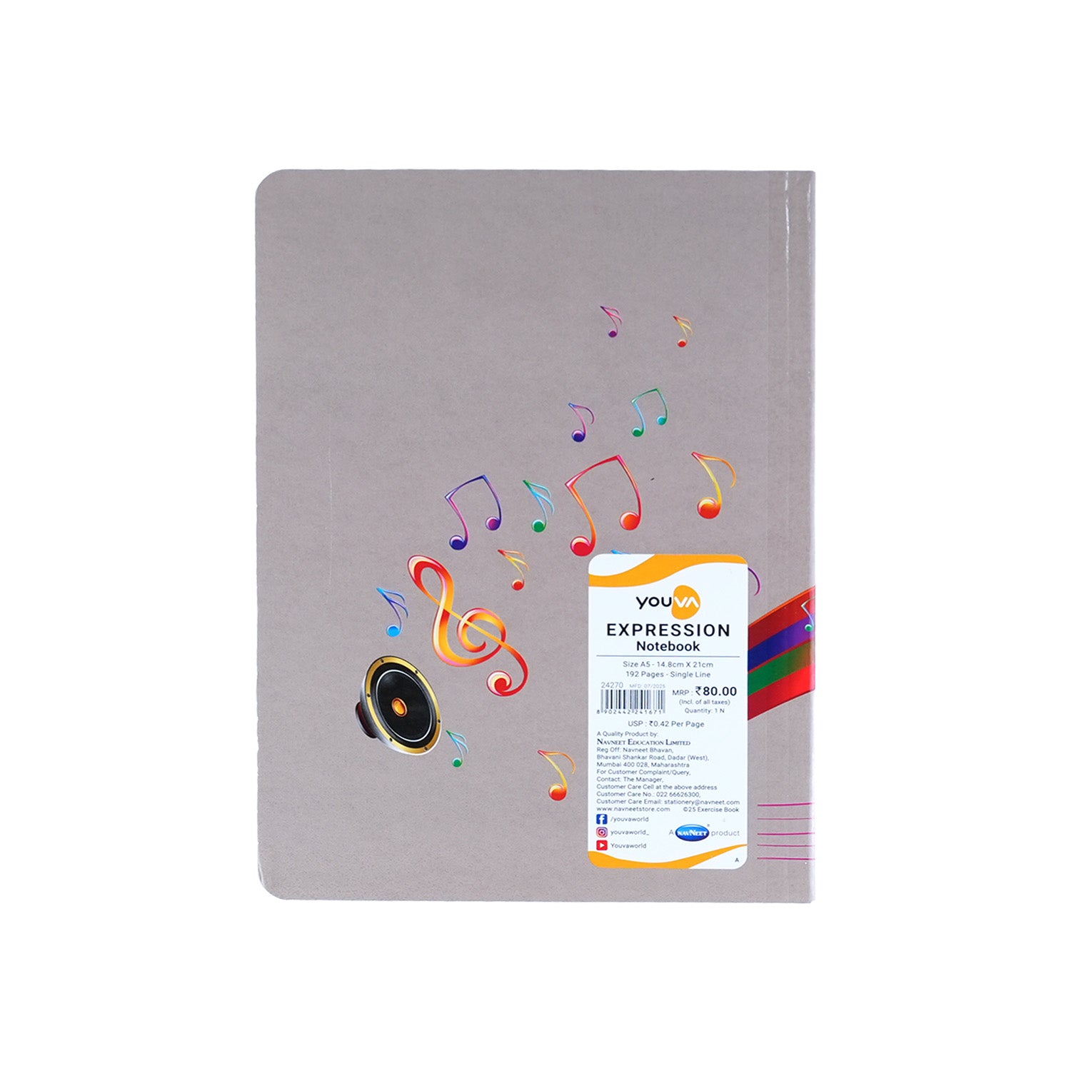 Youva Single Line Notebook 192 Pages A5 Size (CSDA531)