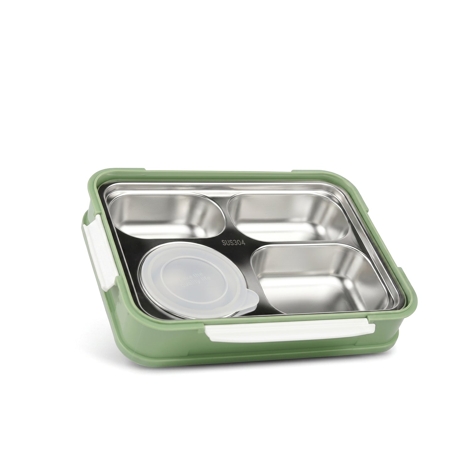 4 Compartment Stainless Steel Insulated Bento Lunch Box Tray 1000 ml