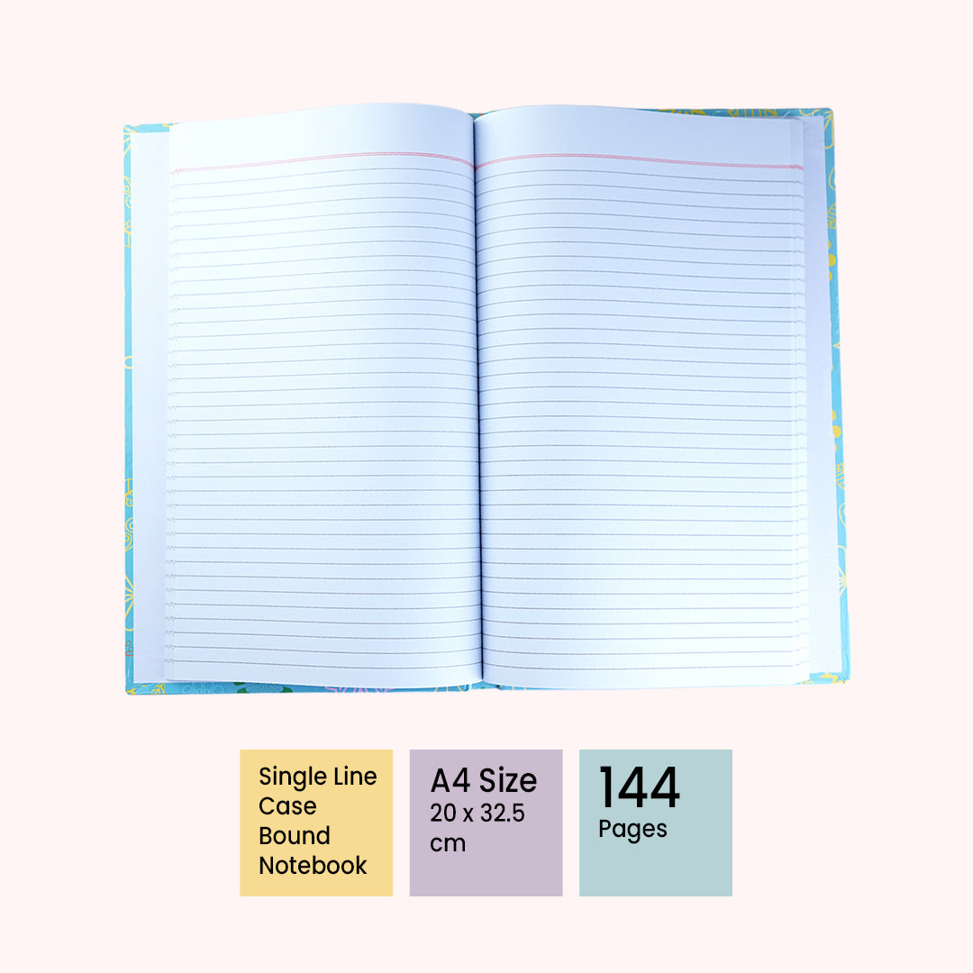 Vision Premium Single Line A4 Case Bound Notebook 144 Pages VCB01