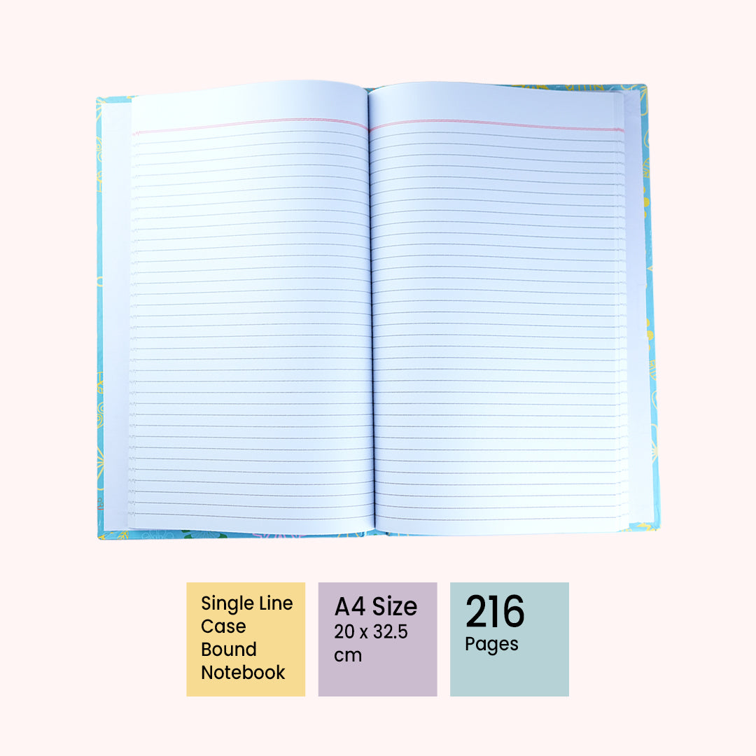 Vision Premium Single Line A4 Case Bound Notebook 216 Pages VCB01