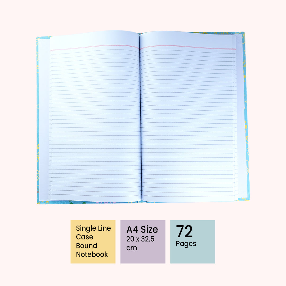 Vision Premium Single Line A4 Case Bound Notebook 72 Pages VCB01