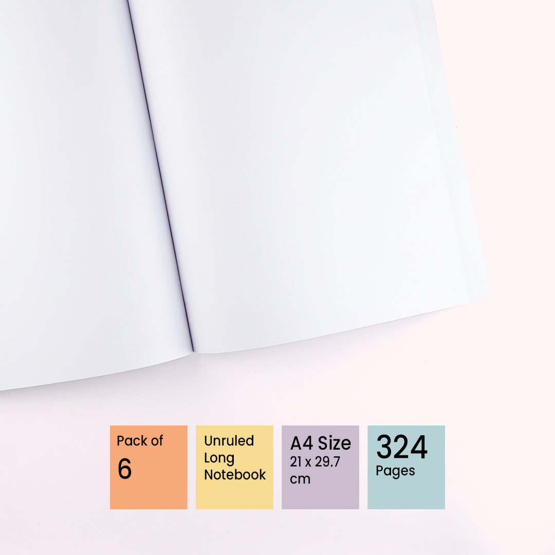 Youva Unruled A4 Long Notebook 324 Pages 6 Pack