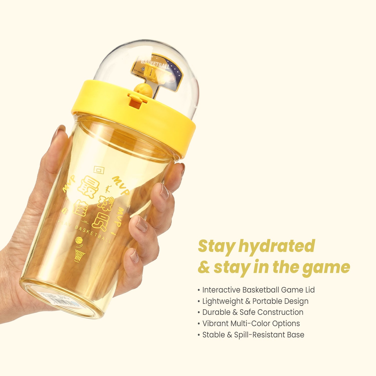 Portable Basketball Game Water Bottle (500ml) | Creative Lightweight Plastic Drinking Cup for Kids and Adults