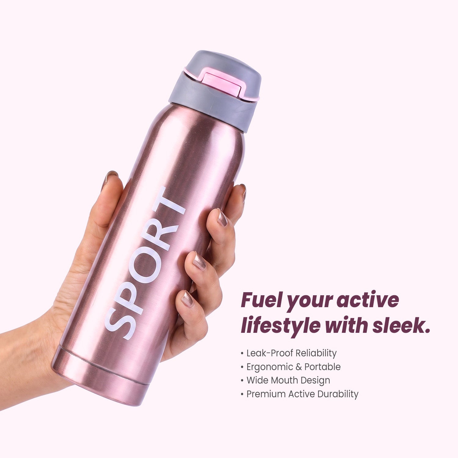 Premium 500ml Sports Water Bottle | Leak-Proof Gym & Hiking Tumbler Pink