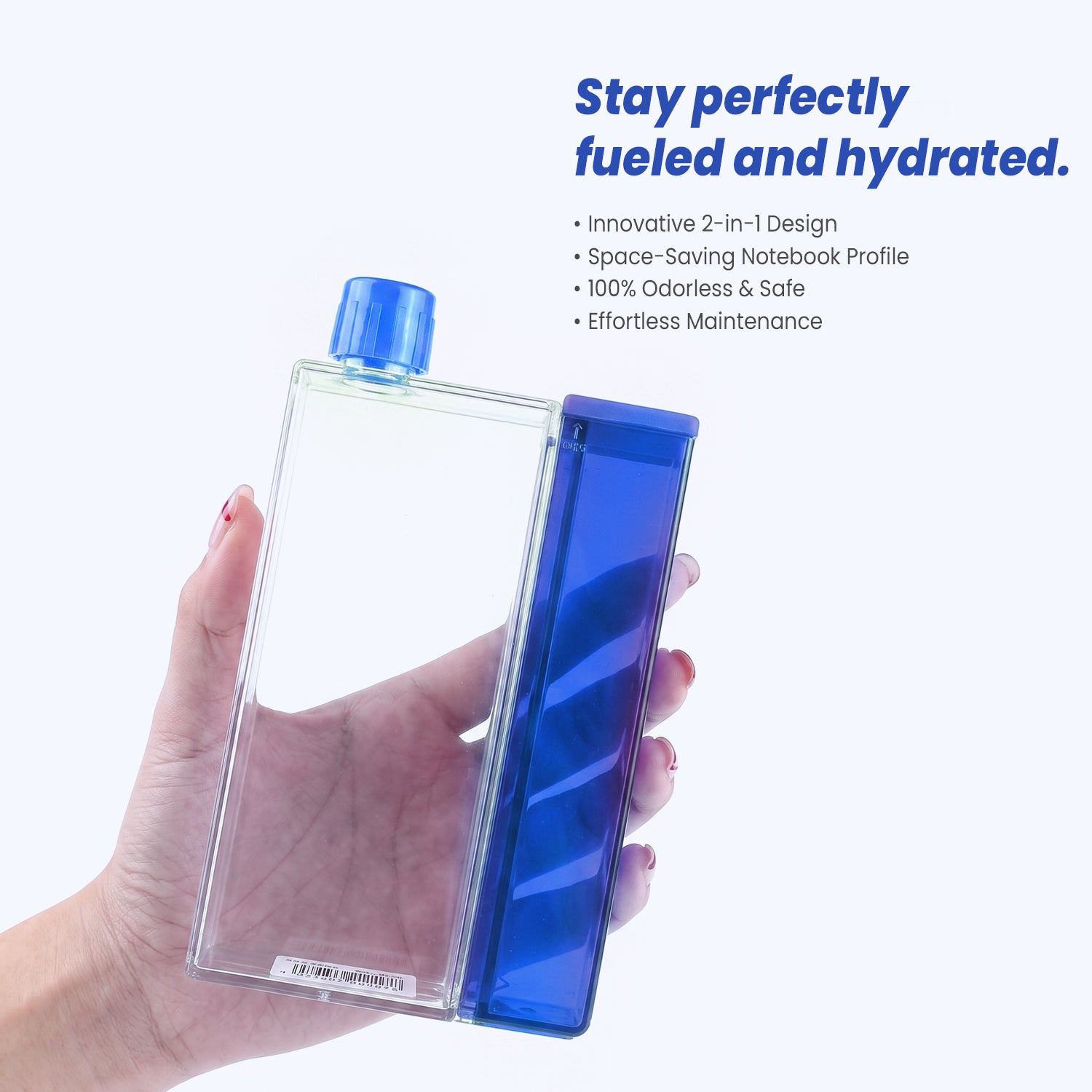 Premium 380ml Notebook Water Bottle with Snack Case | Portable Travel Flask | Blue