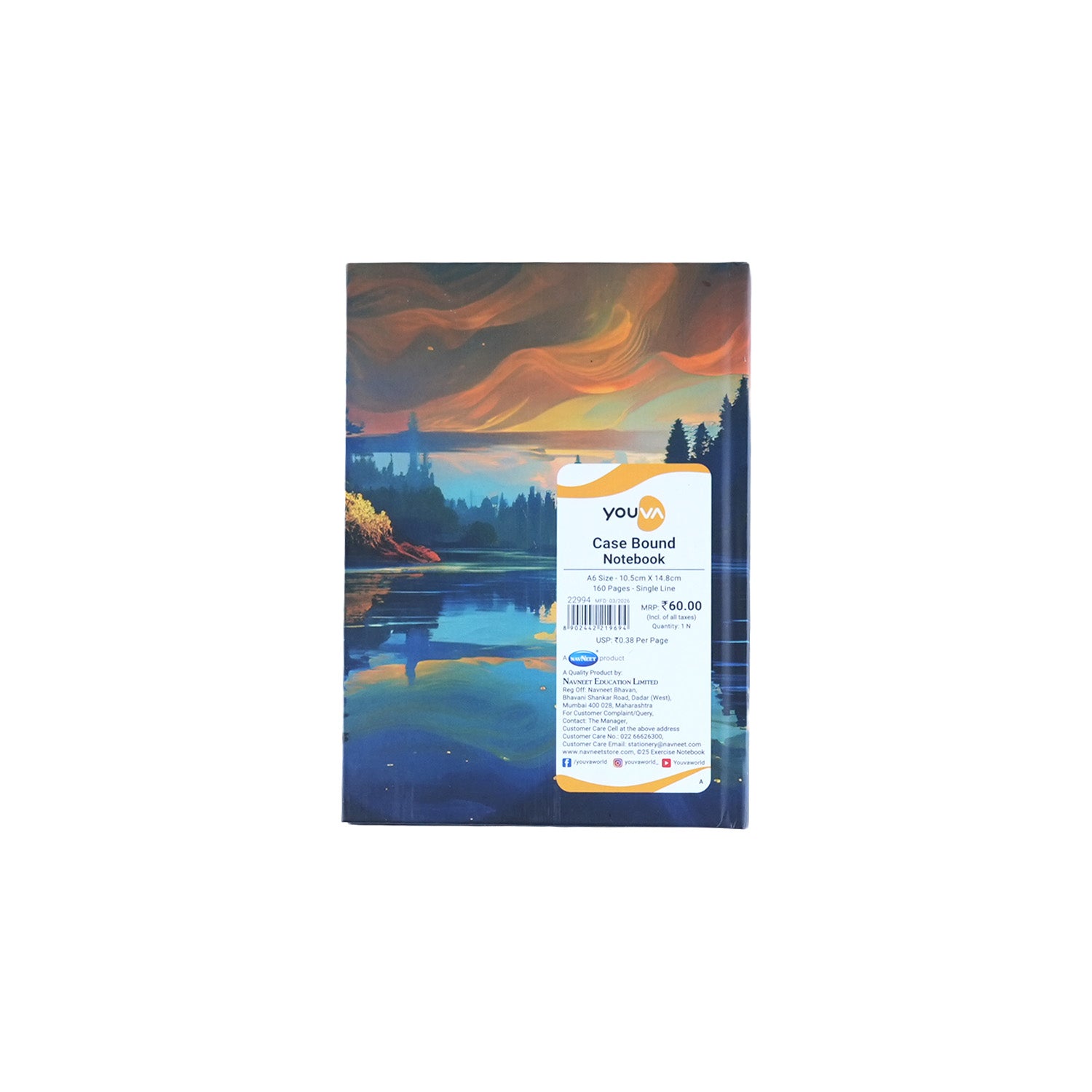 Youva Single Line Case Bound Notebook 160 Pages A6 Size (CSDA605)