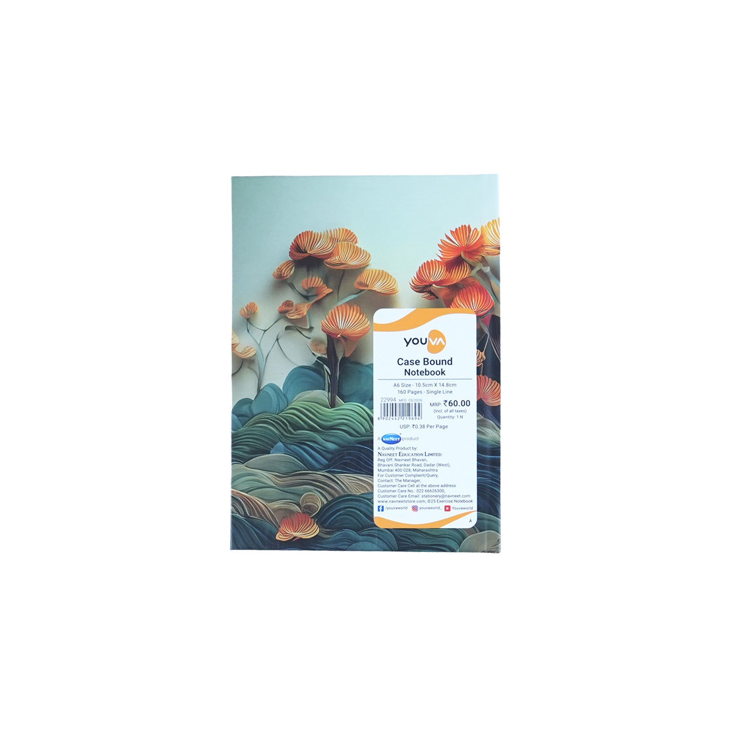 Youva Single Line Case Bound Notebook 160 Pages A6 Size (CSDA606)