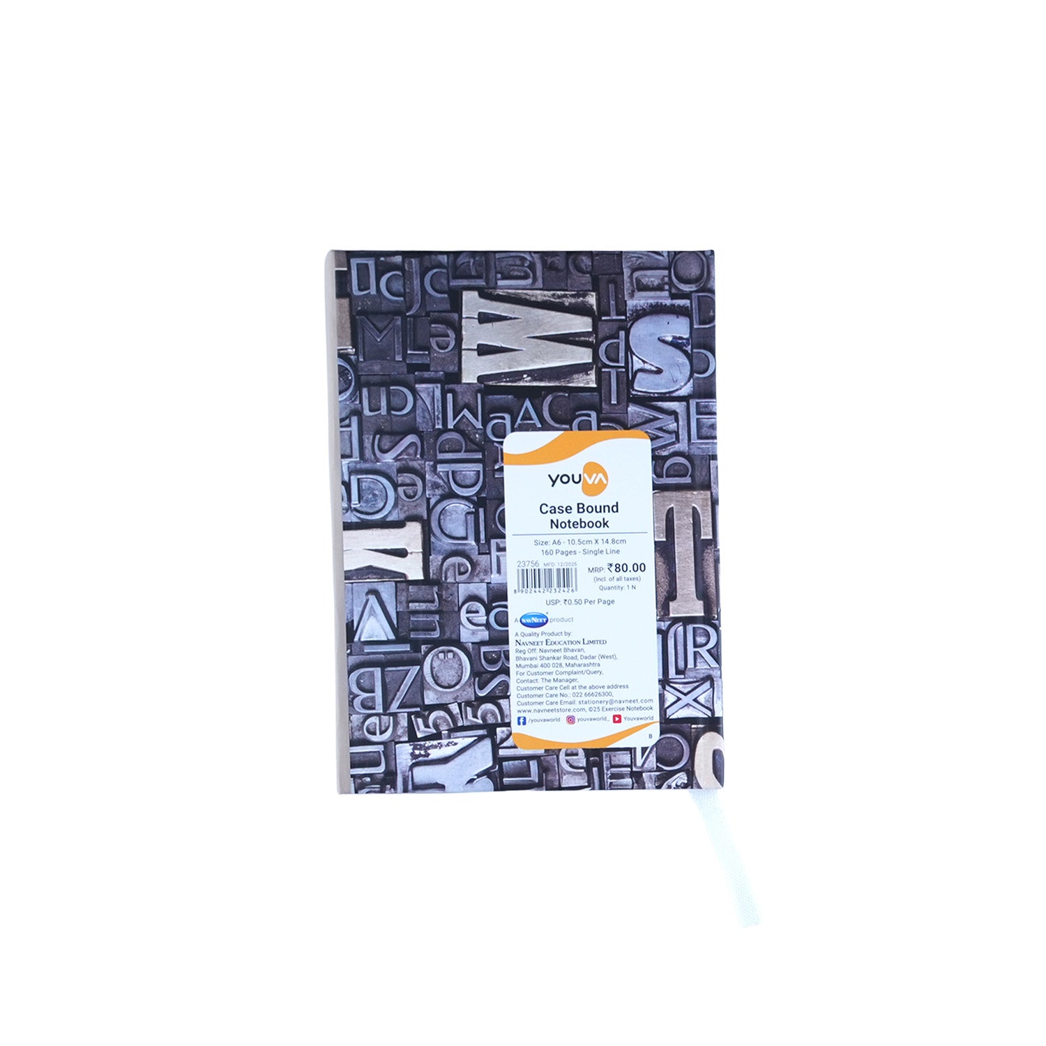 Youva Single Line Case Bound Notebook 160 Pages A6 Size (CSDA607)