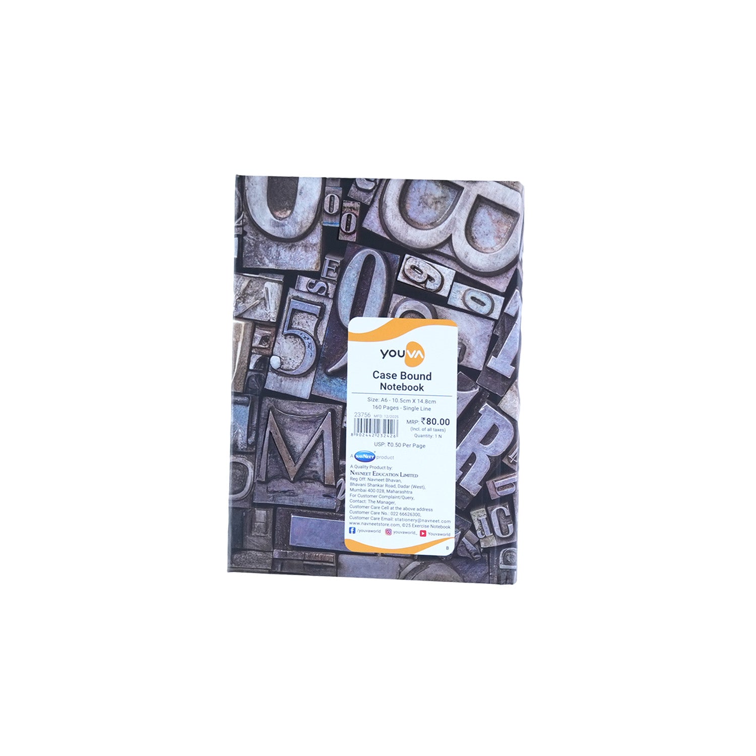 Youva Single Line Case Bound Notebook 160 Pages A6 Size (CSDA609)