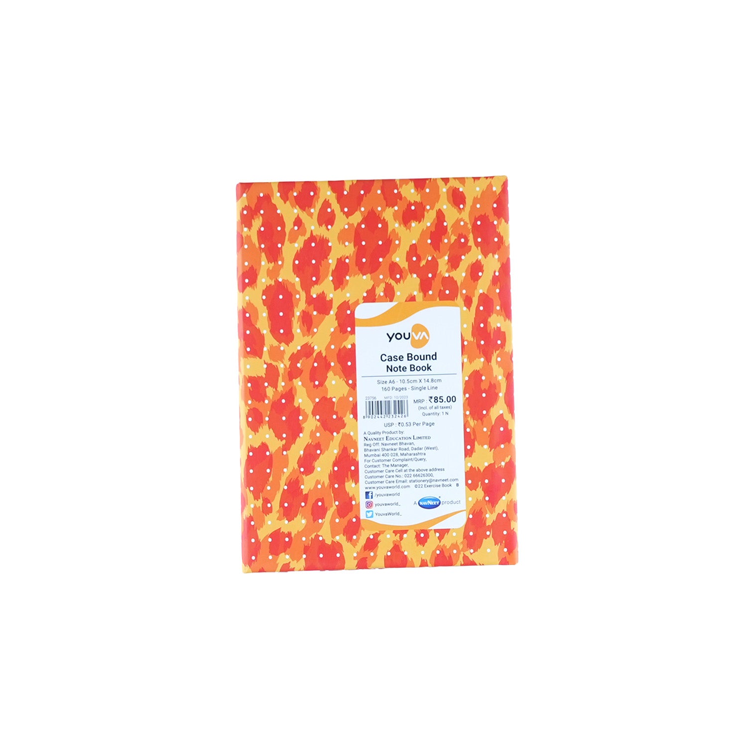 Youva Single Line Case Bound Notebook 160 Pages A6 Size (CSDA601)