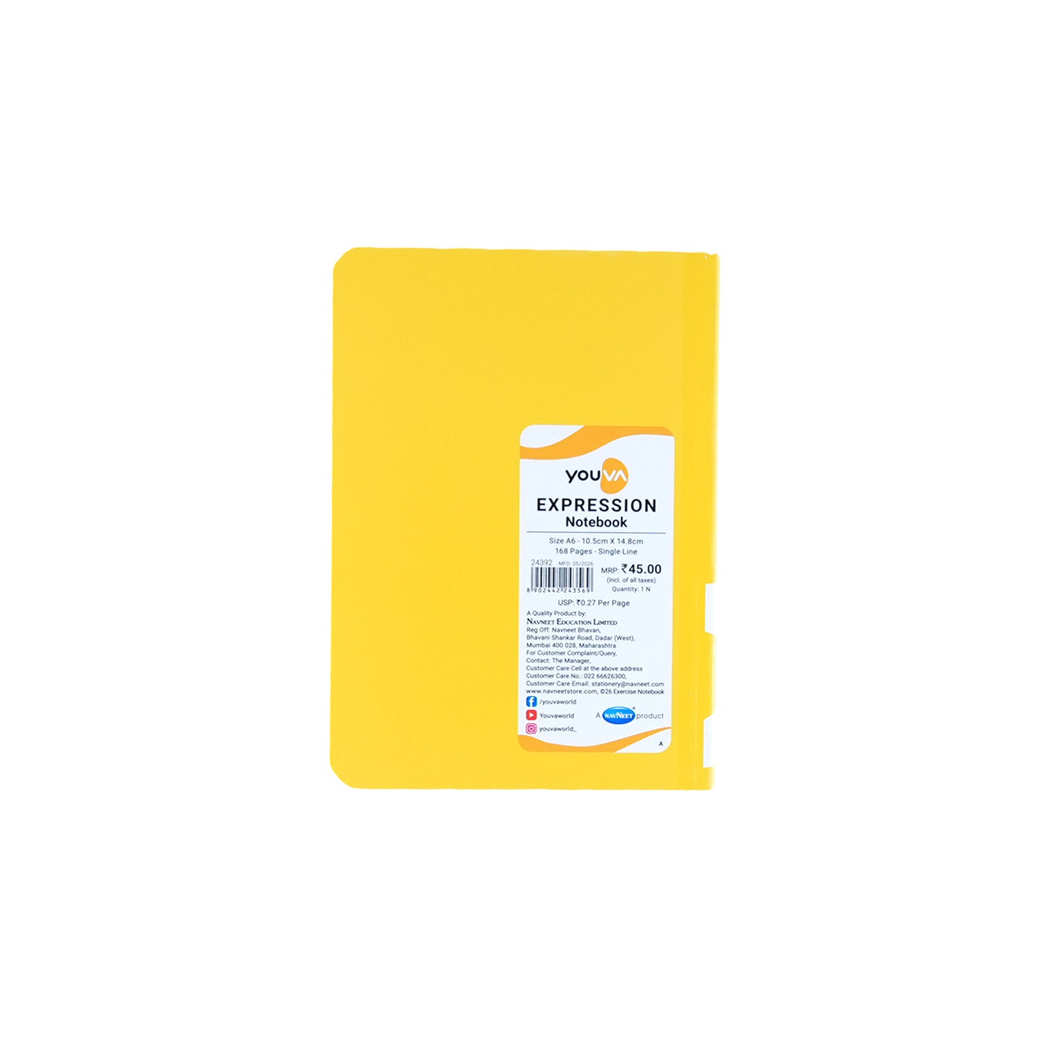 Youva Single Line Notebook 168 Pages A6 Size (CSDA618)