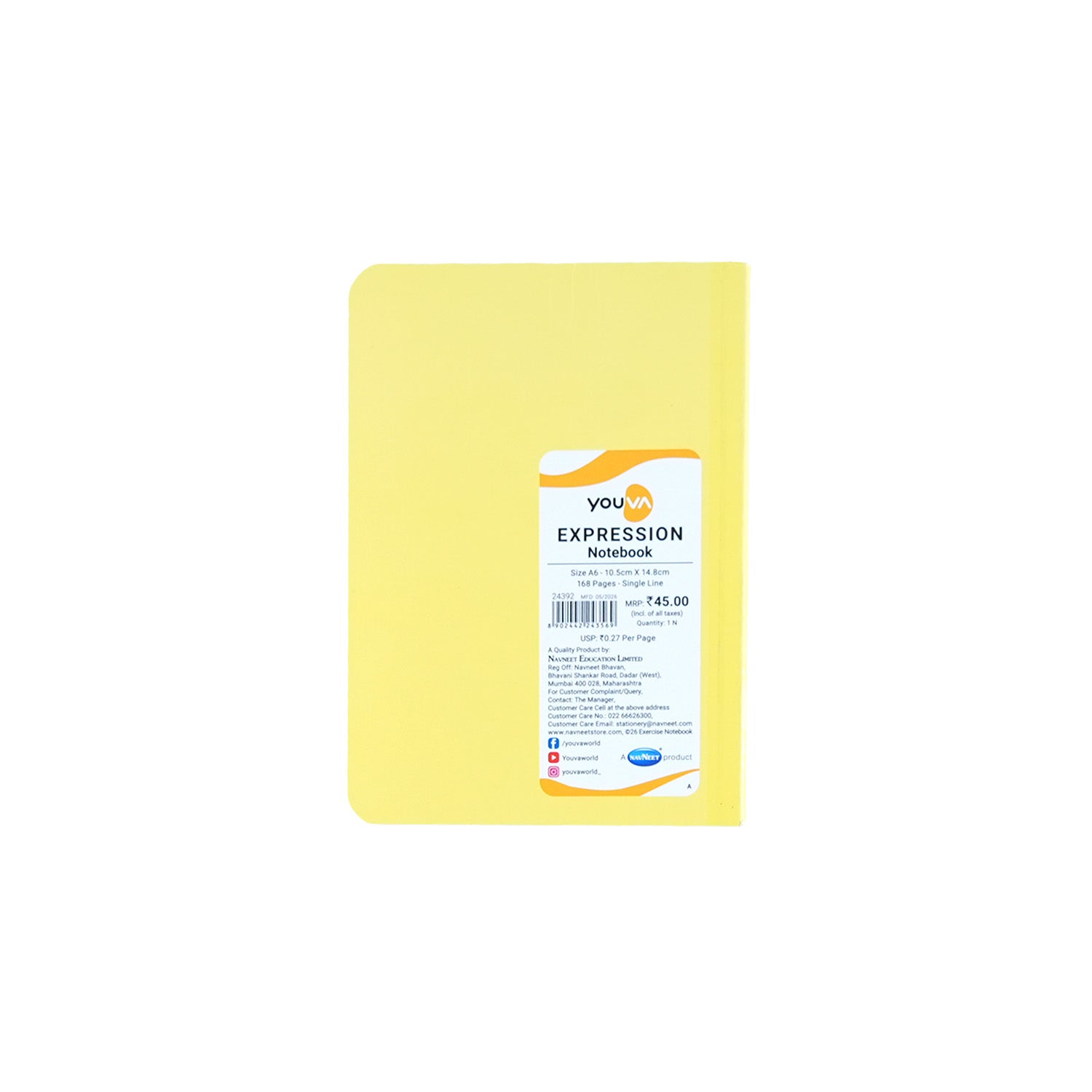 Youva Single Line Notebook 168 Pages A6 Size (CSDA616)