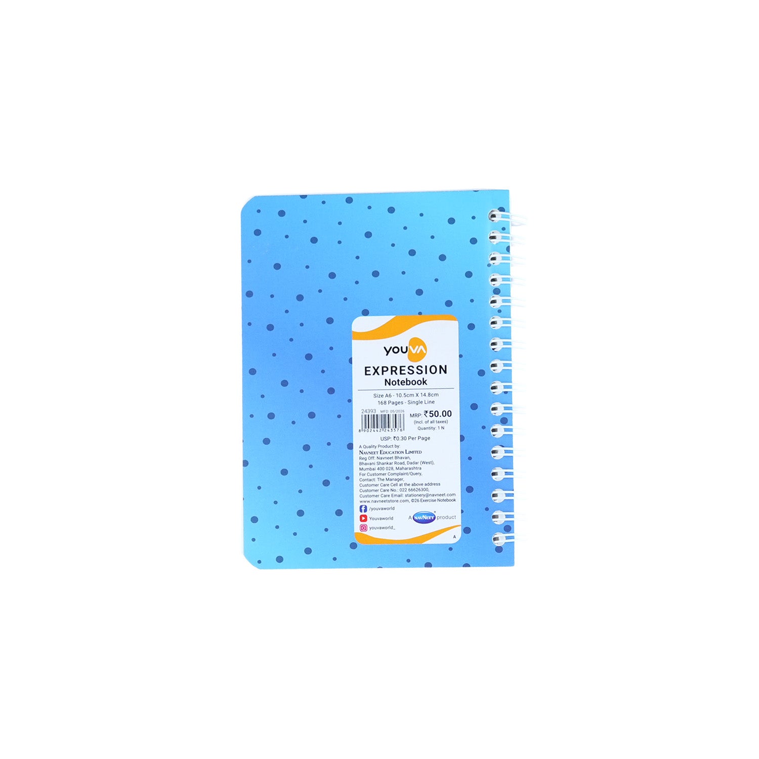 Youva Single Line Spiral Notebook 168 Pages A6 Size (CSDA625)