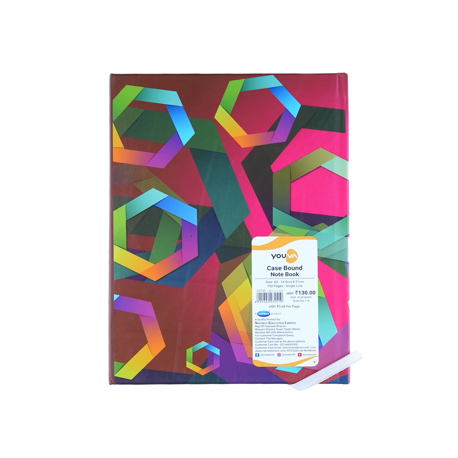 Youva Single Line Case Bound Notebook 192 Pages A5 Size (CSDA506)