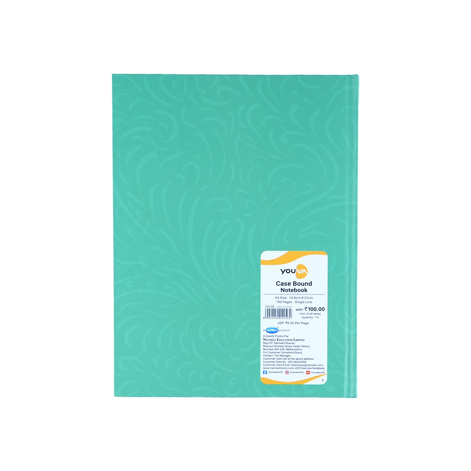 Youva Single Line Case Bound Notebook 192 Pages A5 Size (CSDA520)