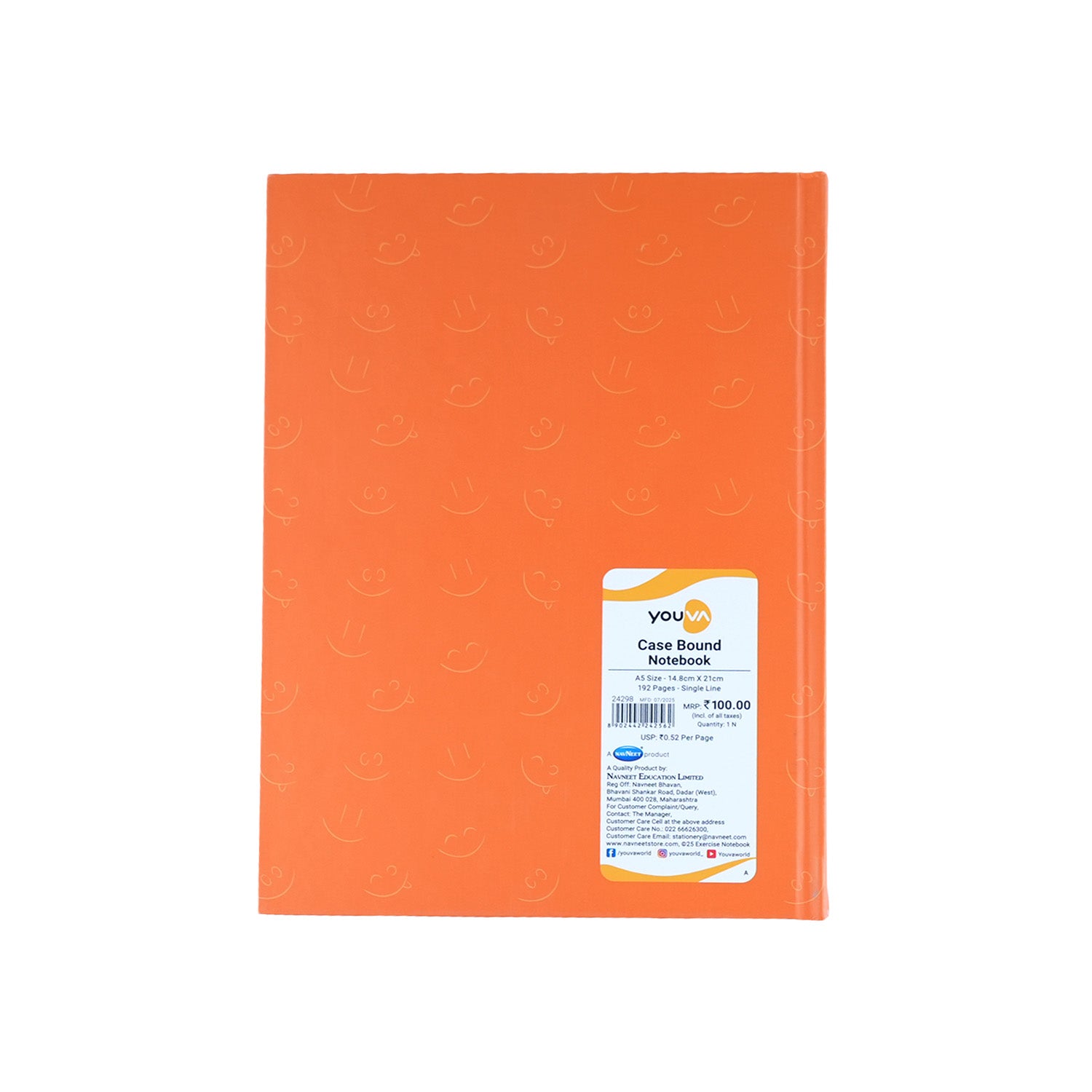 Youva Single Line Case Bound Notebook 192 Pages A5 Size (CSDA522)