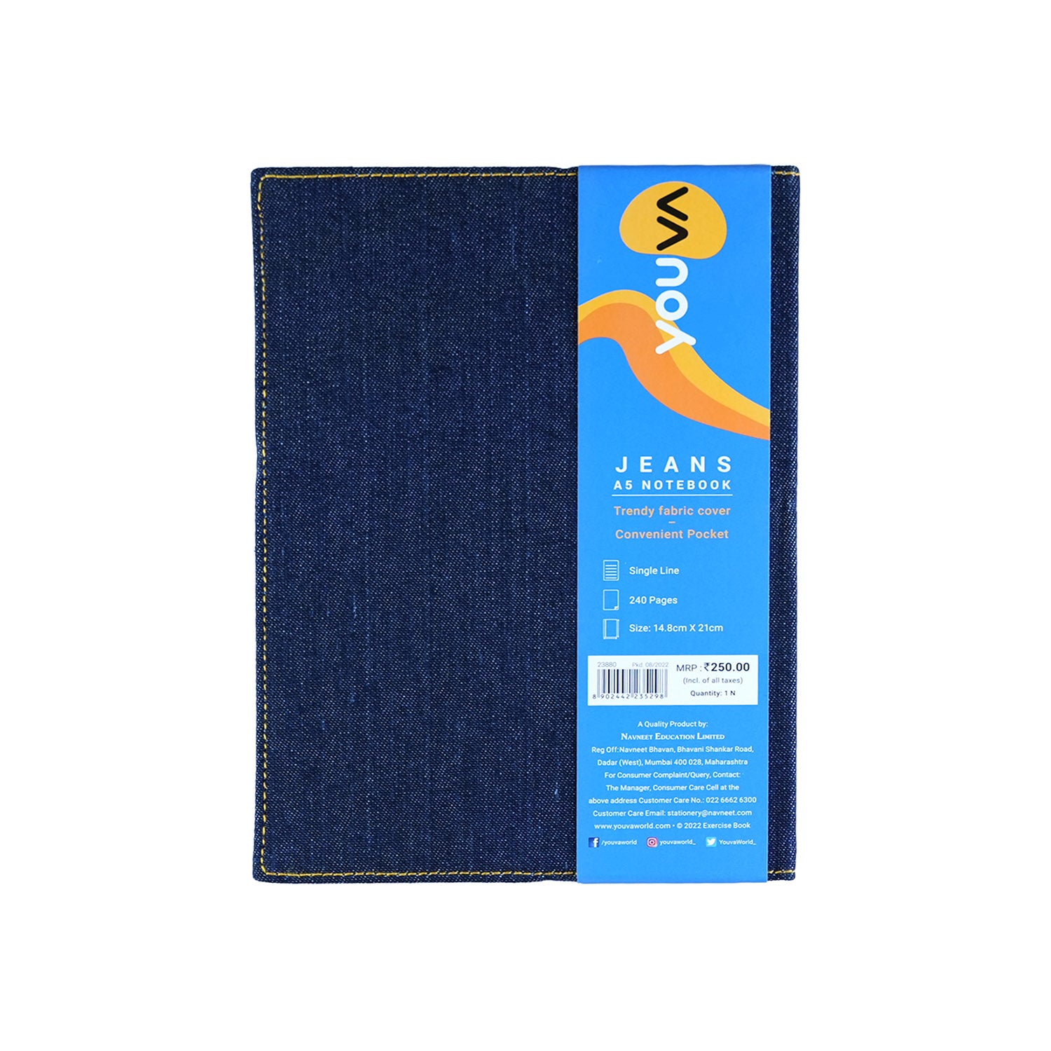 Youva Single Line Case Bound Notebook 240 Pages A5 Size (CSDA524)
