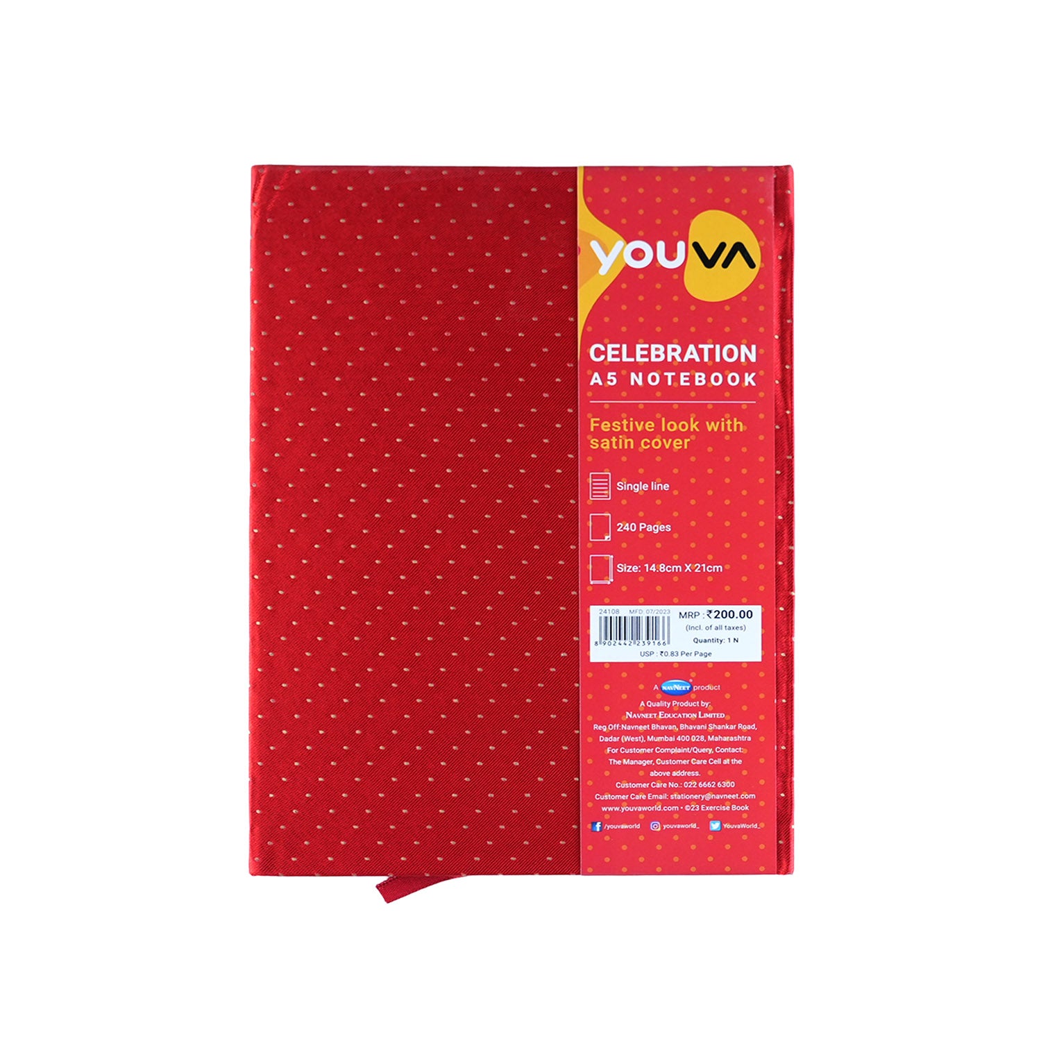 Youva Single Line Case Bound Notebook 240 Pages A5 Size (CSDA527)