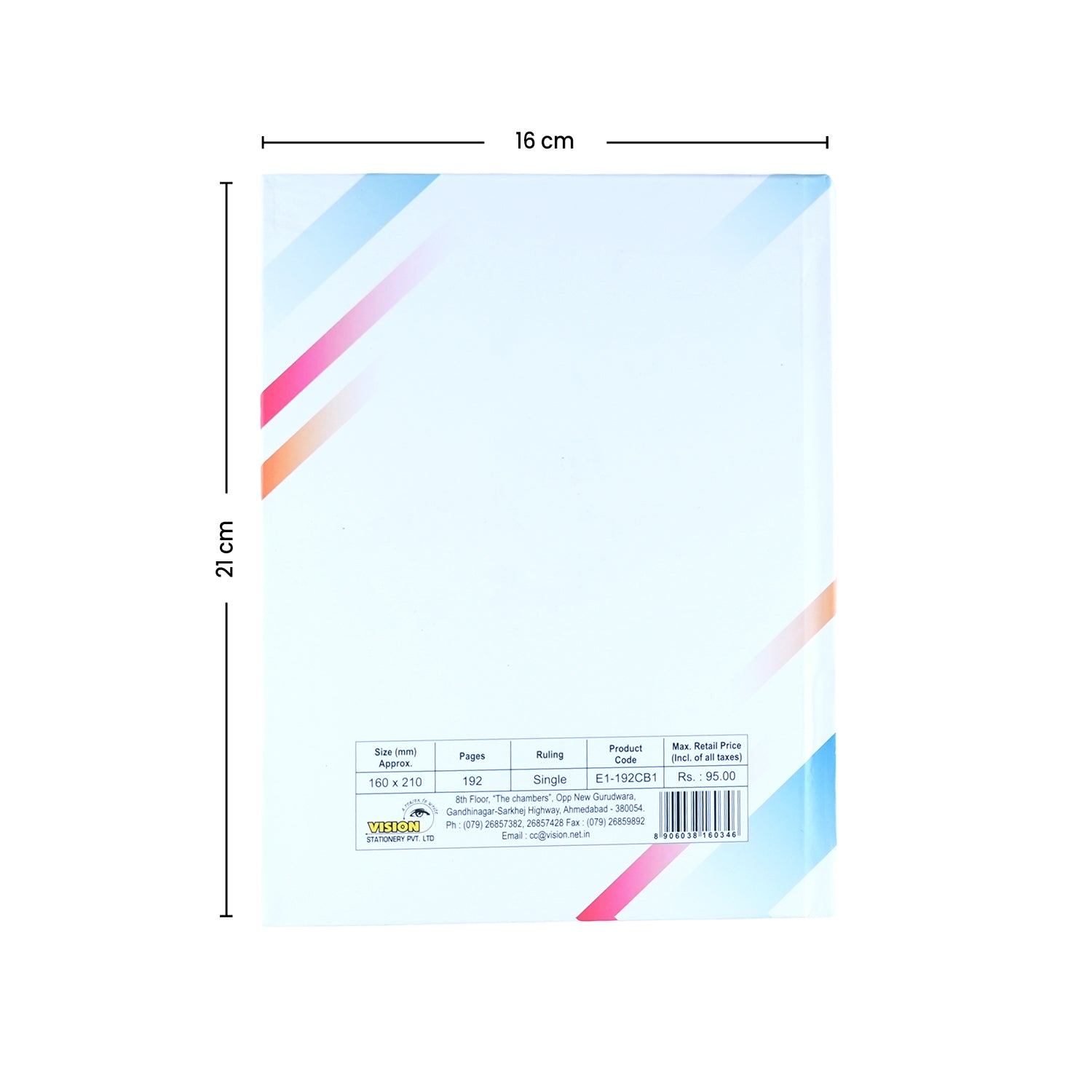 Vision Single Line Case Bound Notebook 192 Pages 16x21 cm (CSD162102)
