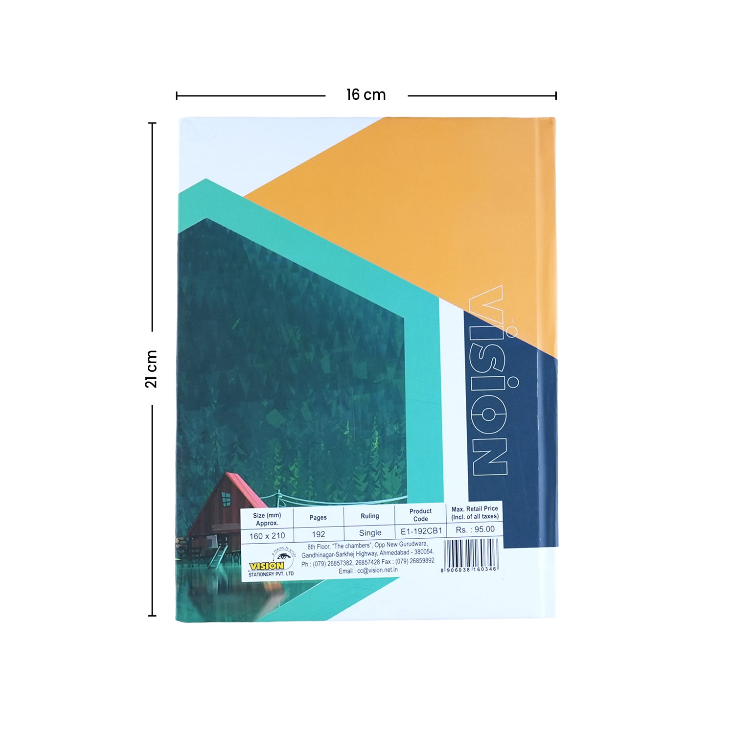 Vision Single Line Case Bound Notebook 192 Pages 16x21 cm (CSD162107)
