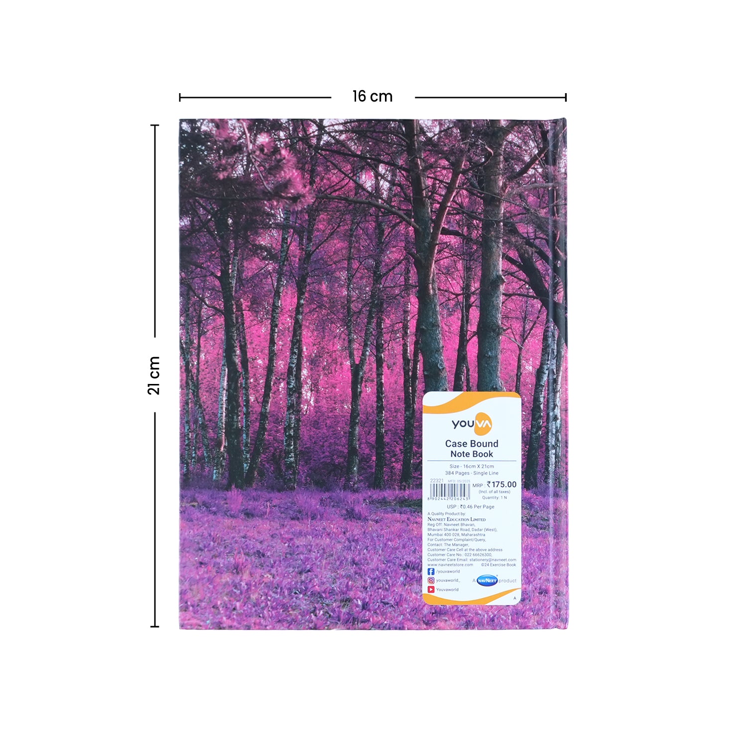 Youva Single Line Case Bound Notebook 384 Pages 16x21 cm (CSD162110)