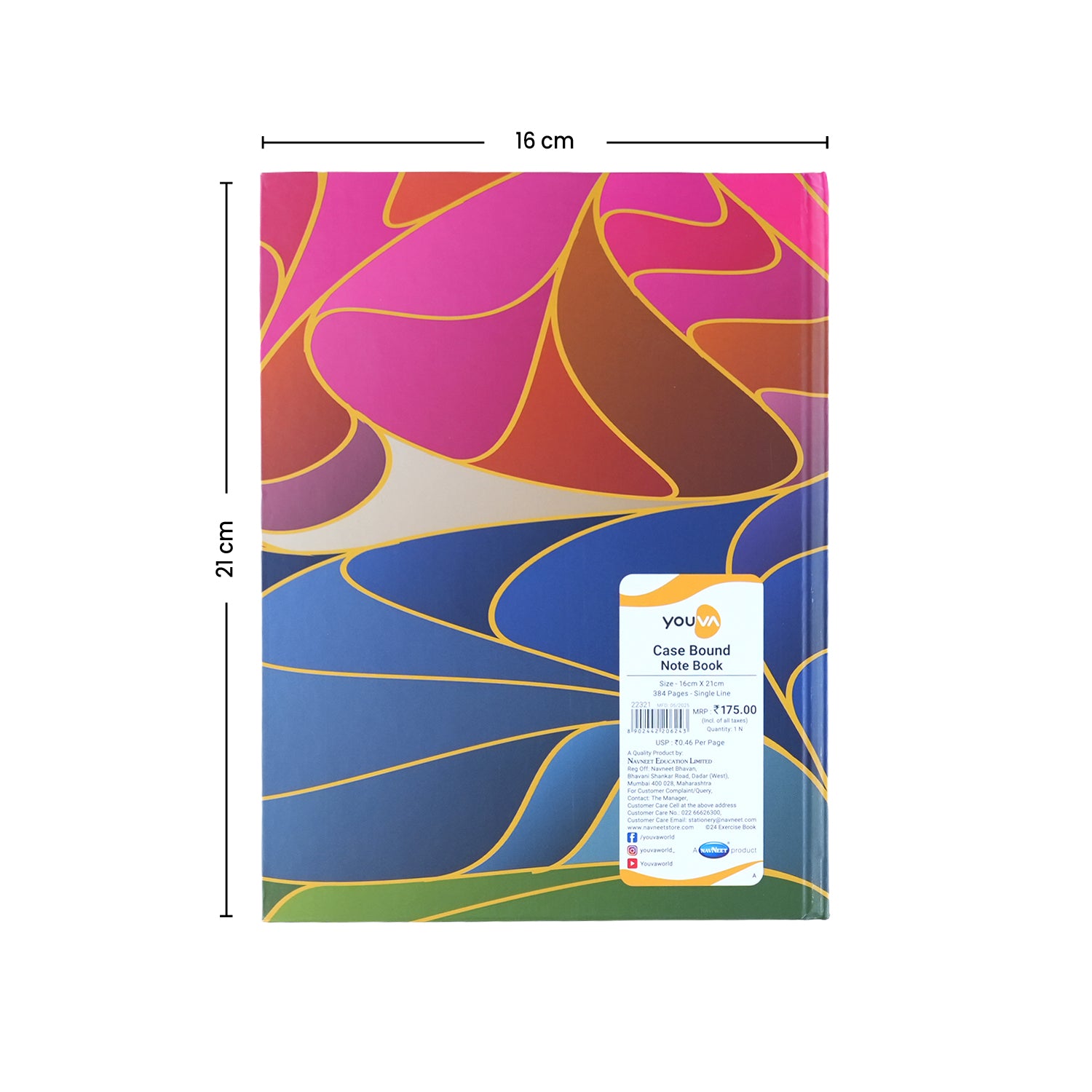 Youva Single Line Case Bound Notebook 384 Pages 16x21 cm (CSD162111)