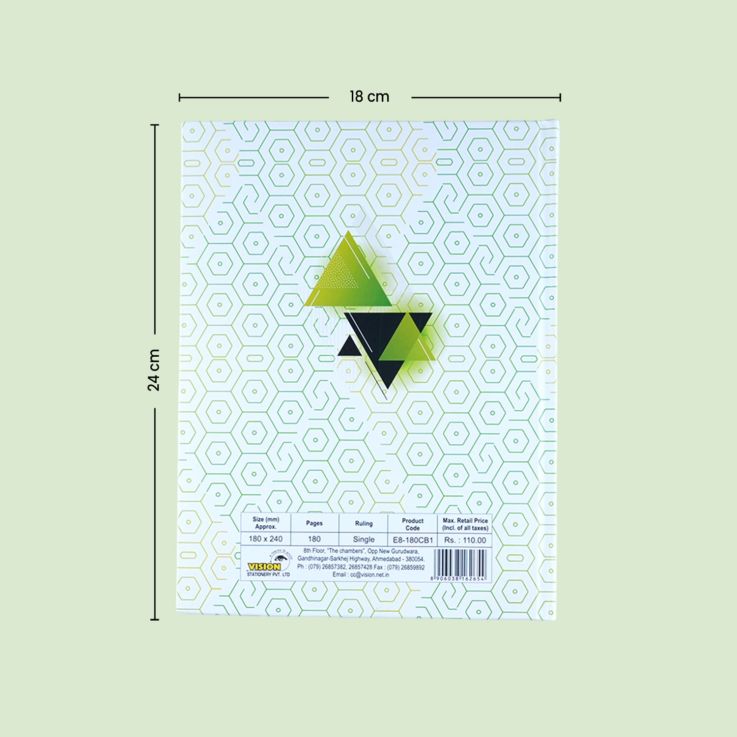 Vision Single Line Case Bound Notebook 180 Pages 18x24 cm (CSD03)