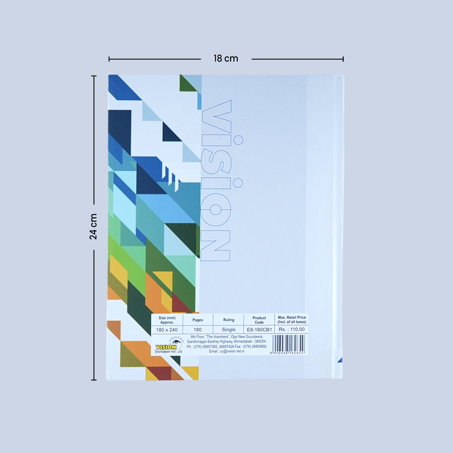 Vision Single Line Case Bound Notebook 180 Pages 18x24 cm (CSD04)