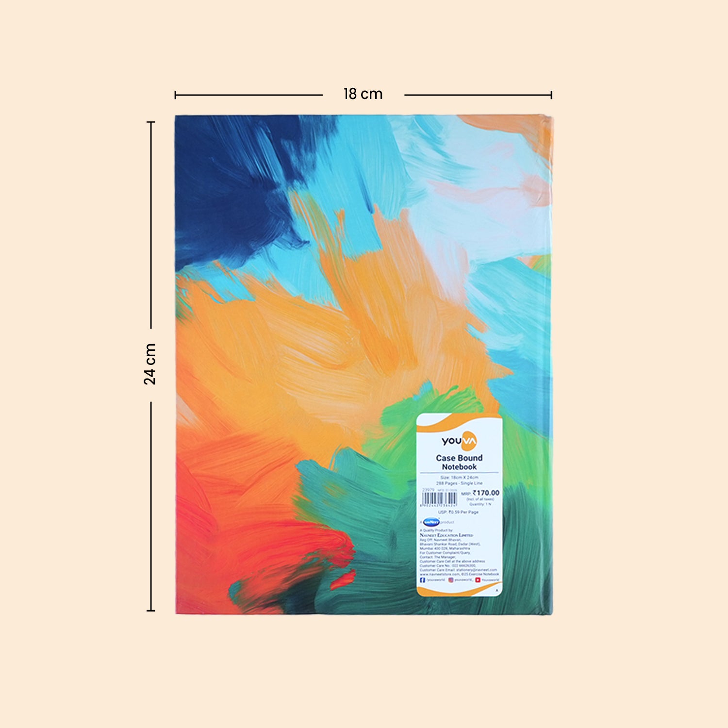 Youva Single Line Case Bound Notebook 288 Pages 18x24 cm (CSD08)