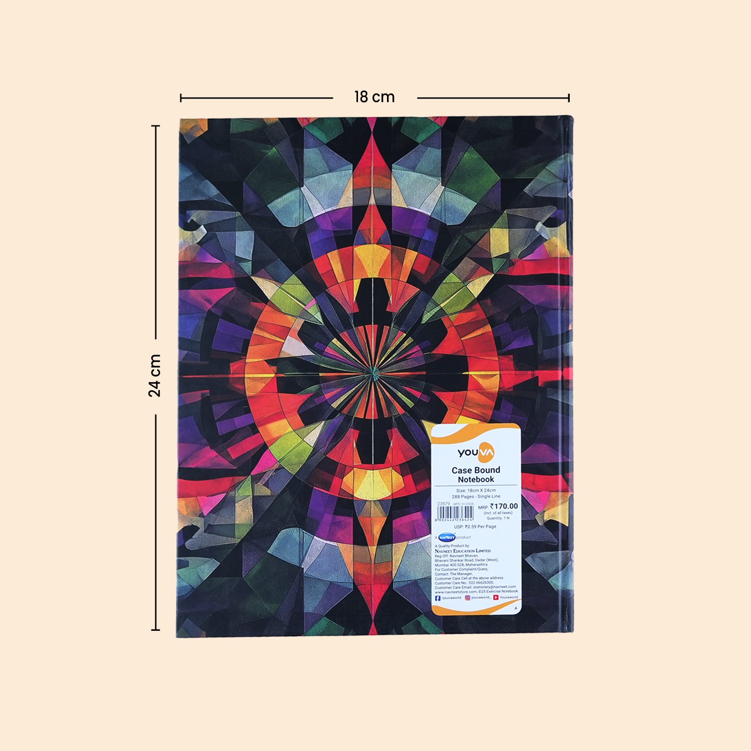 Youva Single Line Case Bound Notebook 288 Pages 18x24 cm (CSD07)