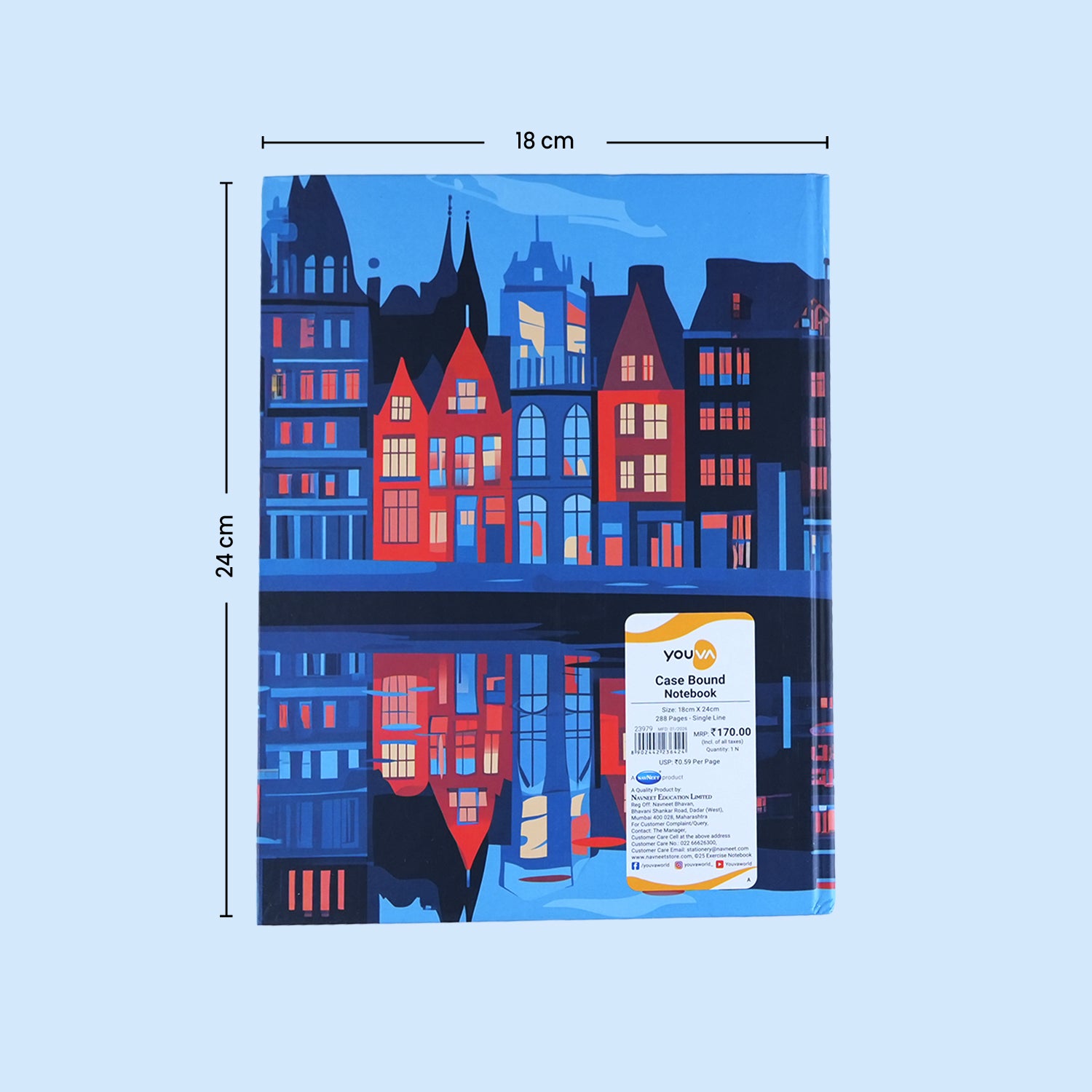 Youva Single Line Case Bound Notebook 288 Pages 18x24 cm (CSD06)