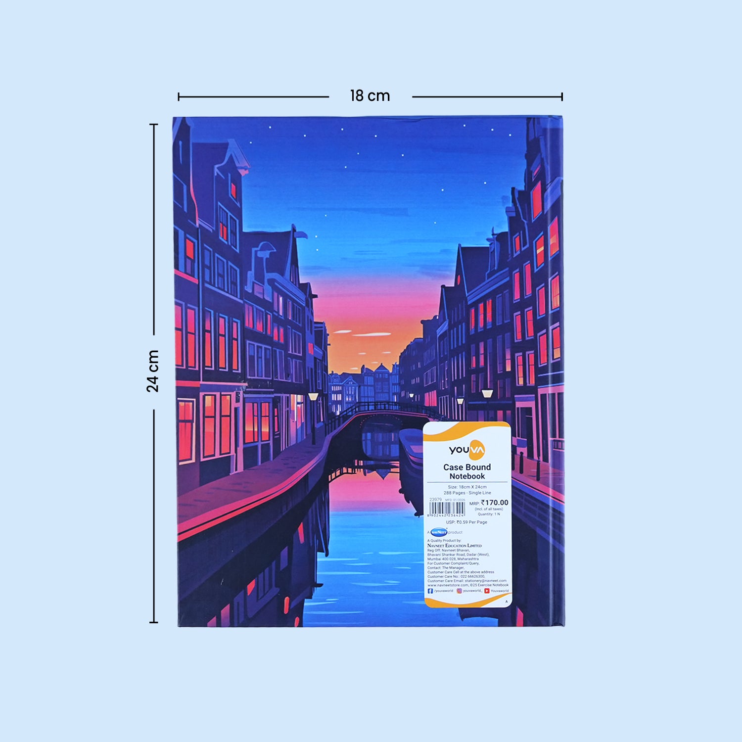Youva Single Line Case Bound Notebook 288 Pages 18x24 cm (CSD05)