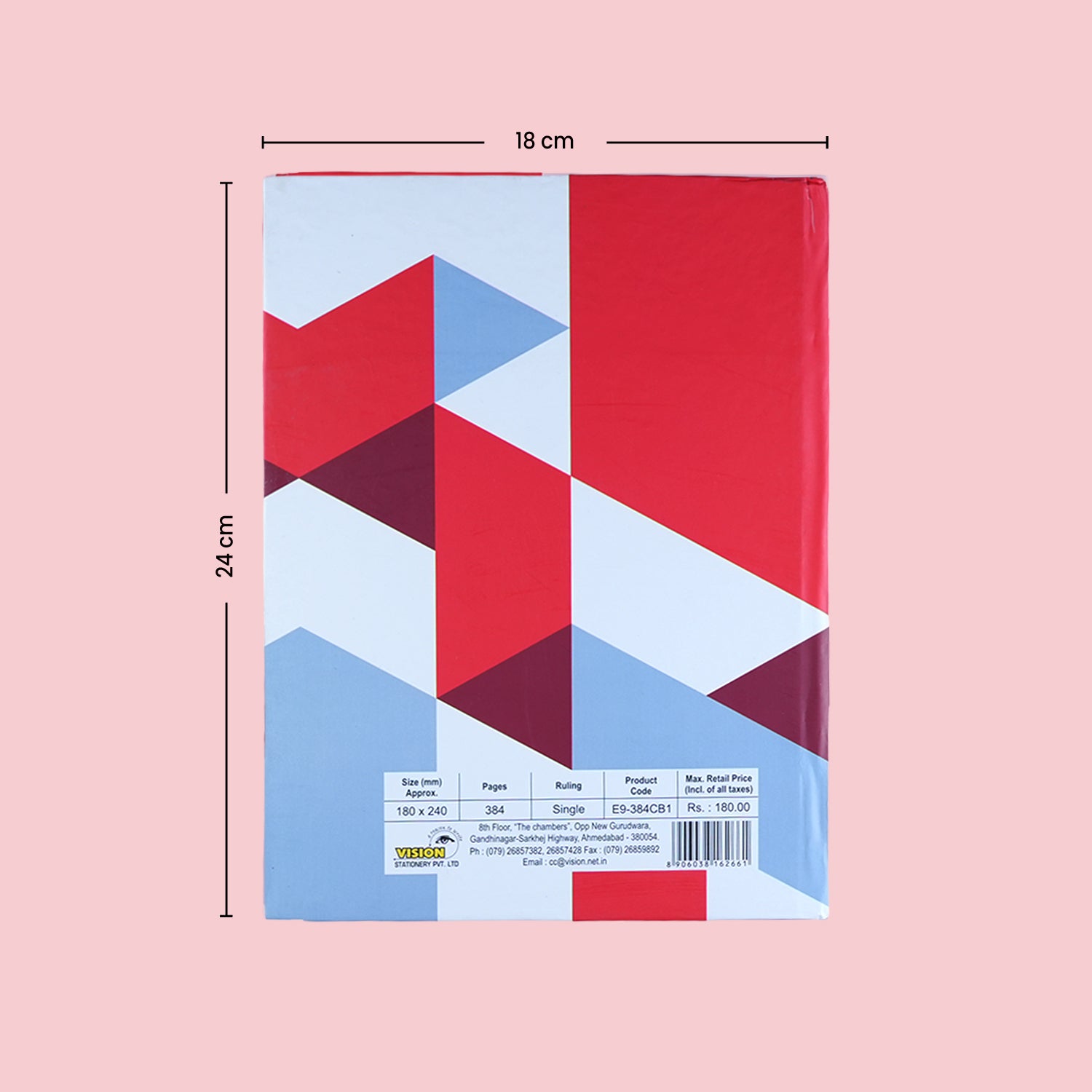 Vision Single Line Case Bound Notebook 384 Pages 18x24 cm (CSD10)